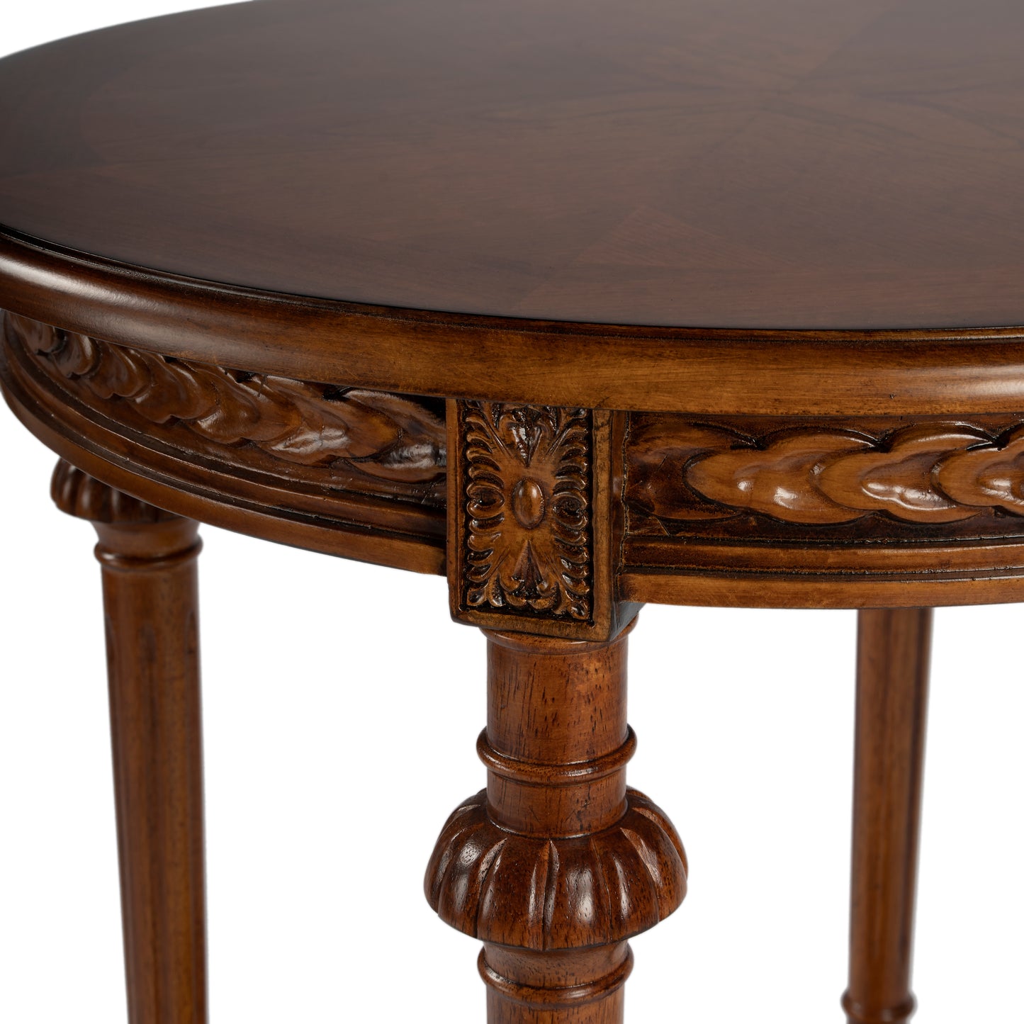 Butler Specialty Company Hellinger 24 in. W Round Wood Tall End Table with Open Shelf, Medium Brown