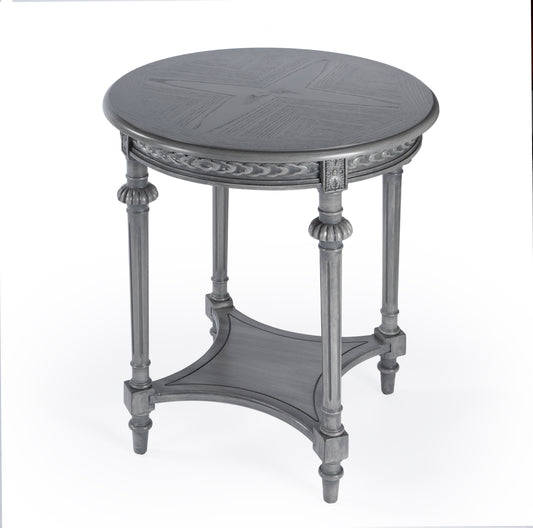 Butler Specialty Company Hellinger 24 in. W Round Wood Tall End Table with Open Shelf, Gray