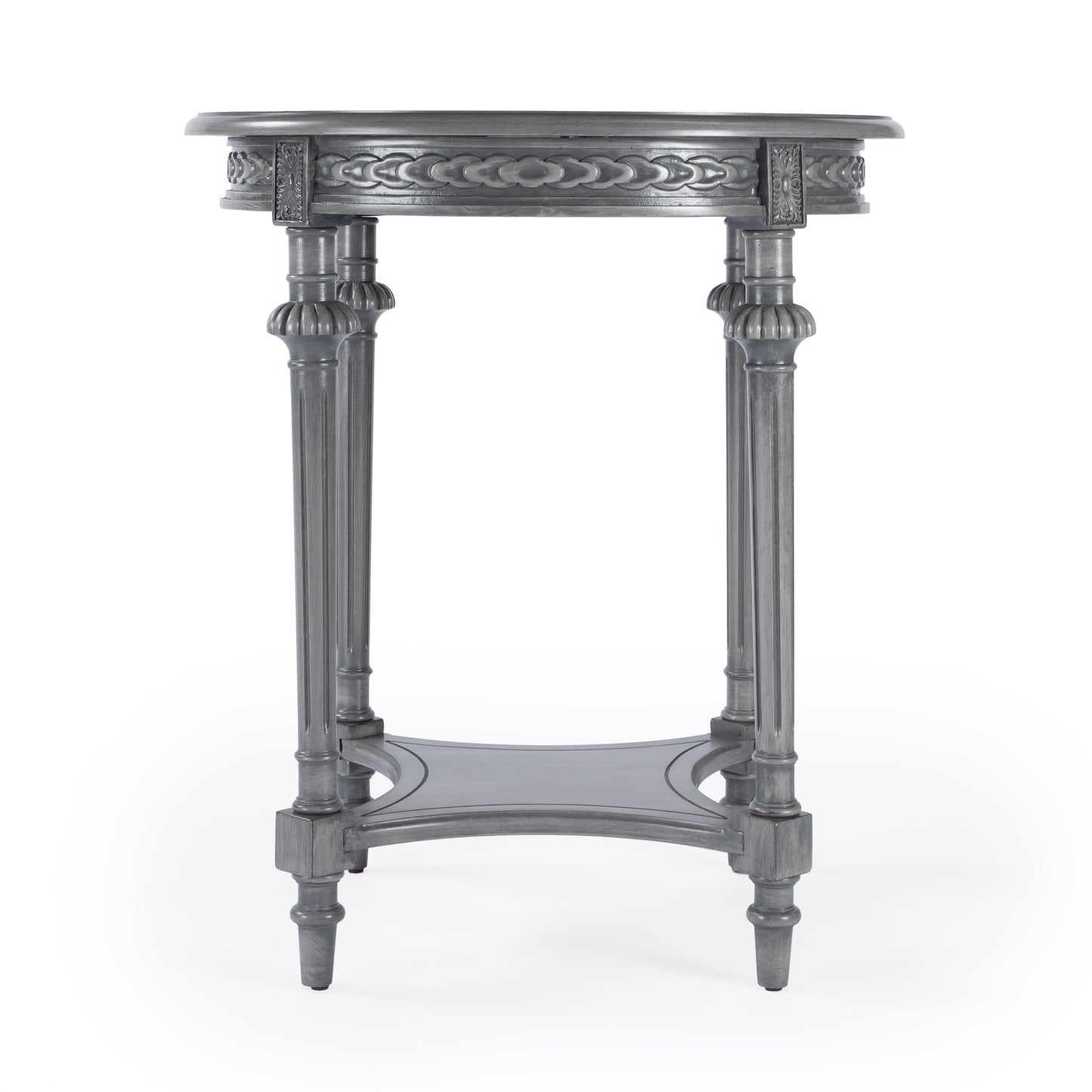Butler Specialty Company Hellinger 24 in. W Round Wood Tall End Table with Open Shelf, Gray
