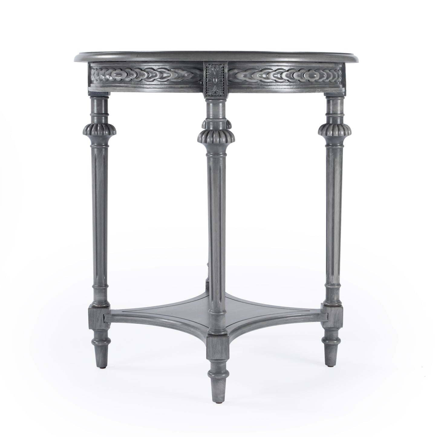 Butler Specialty Company Hellinger 24 in. W Round Wood Tall End Table with Open Shelf, Gray