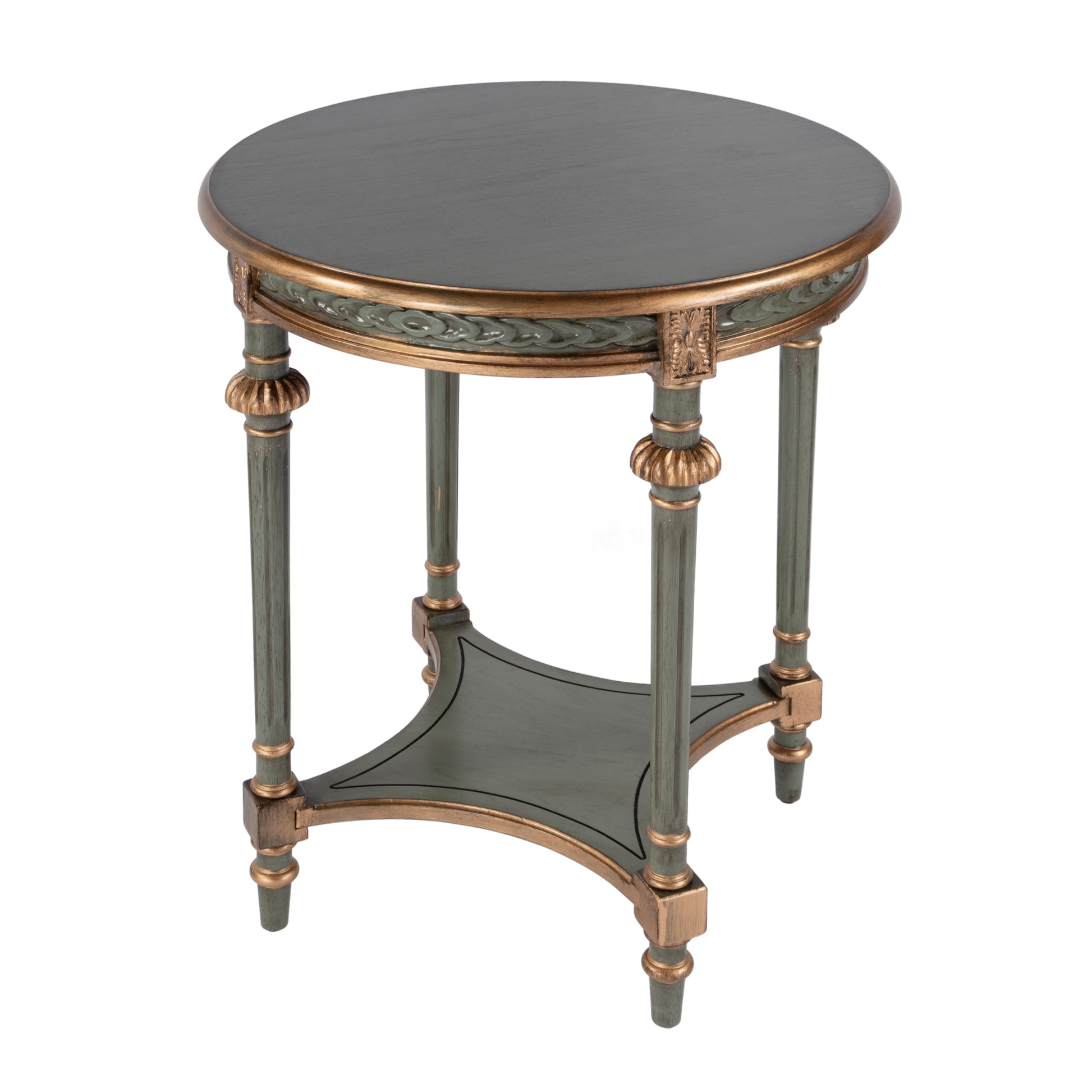 Butler Specialty Company Hellinger 24 in. W Round Wood Tall End Table with Open Shelf, Pastel Green