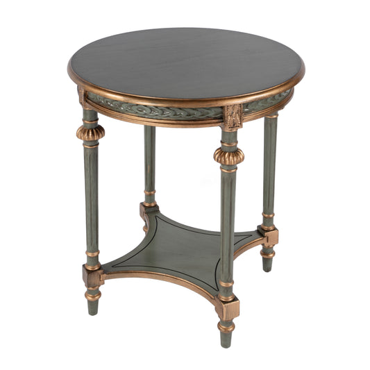 Butler Specialty Company Hellinger 24 in. W Round Wood Tall End Table with Open Shelf, Pastel Green