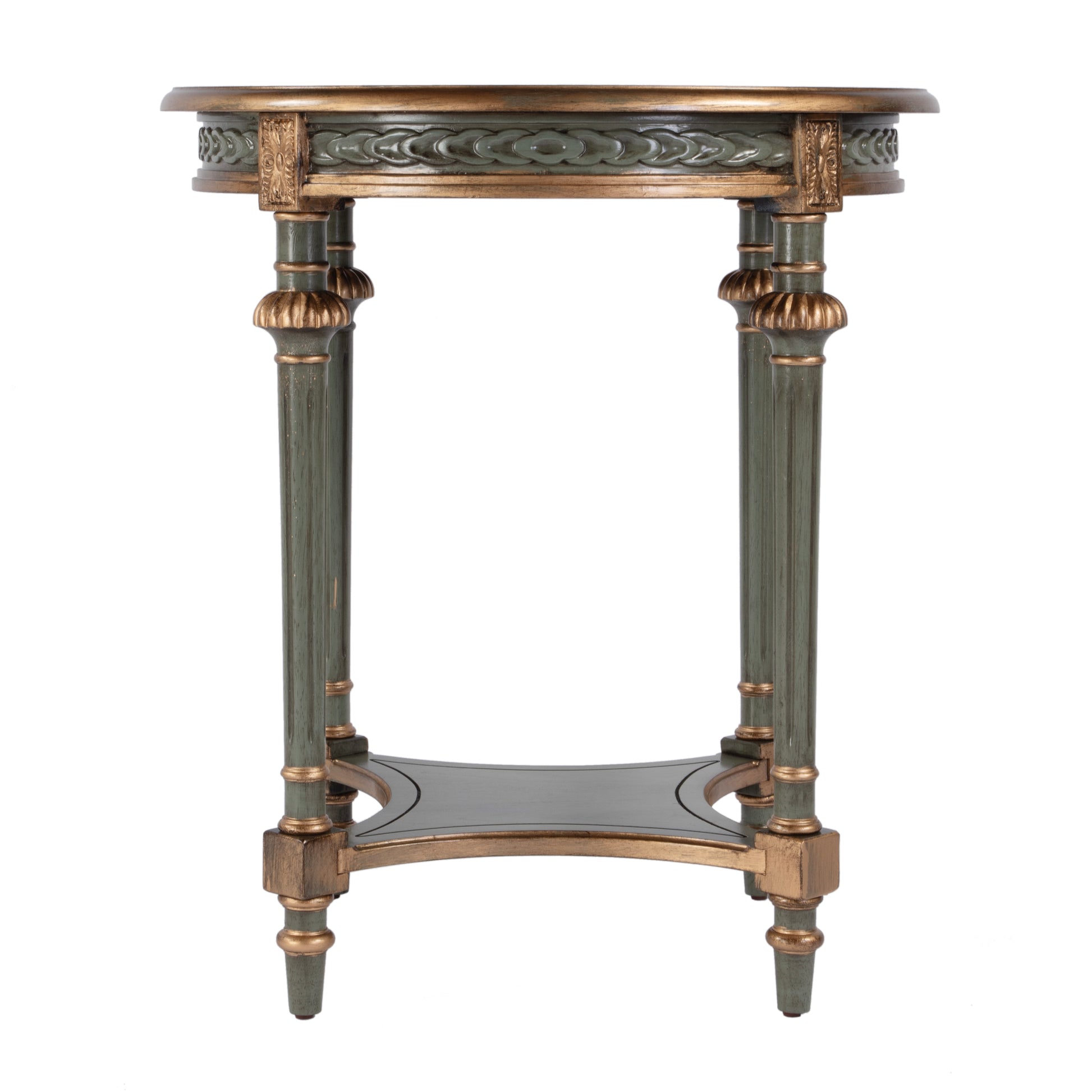 Butler Specialty Company Hellinger 24 in. W Round Wood Tall End Table with Open Shelf, Pastel Green