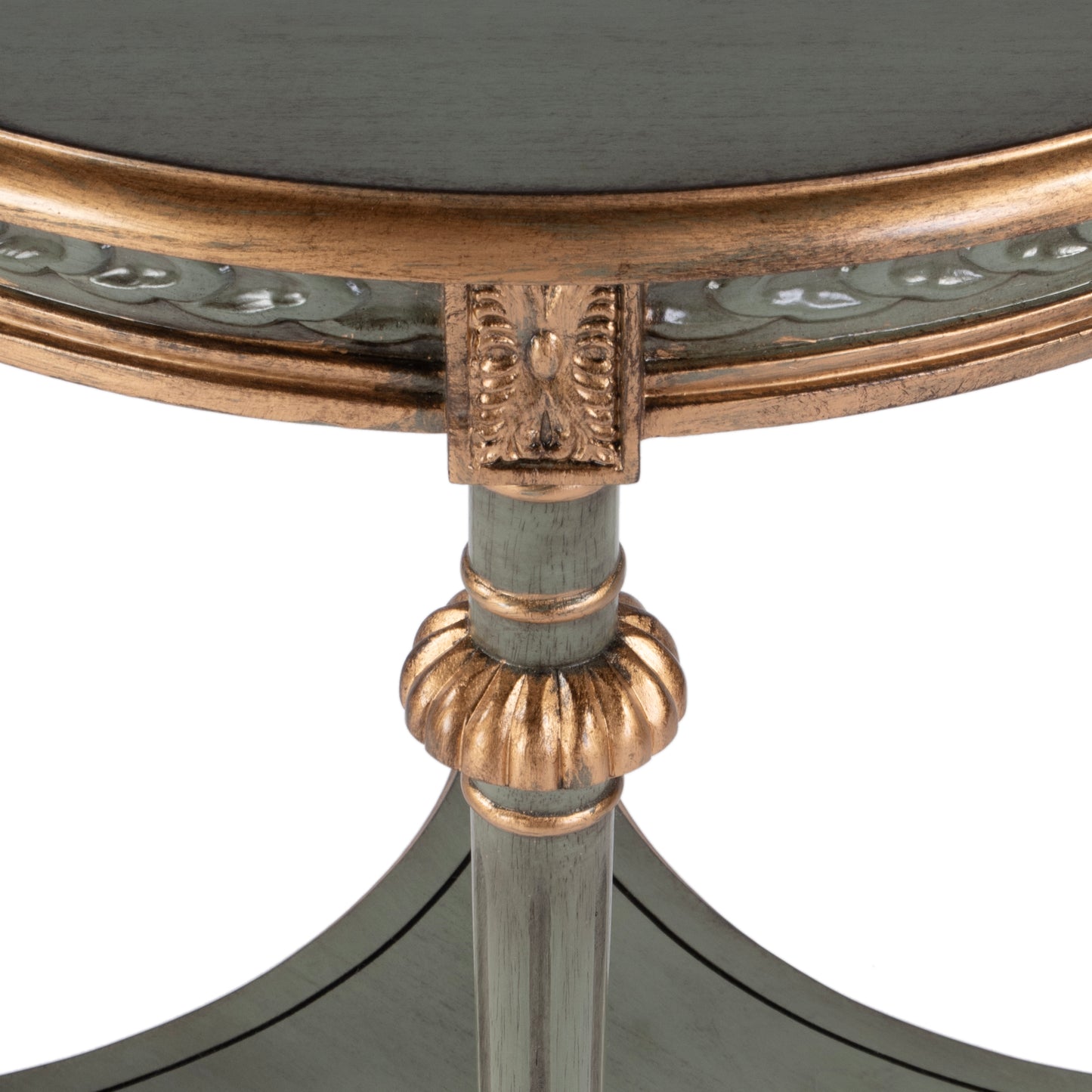 Butler Specialty Company Hellinger 24 in. W Round Wood Tall End Table with Open Shelf, Pastel Green