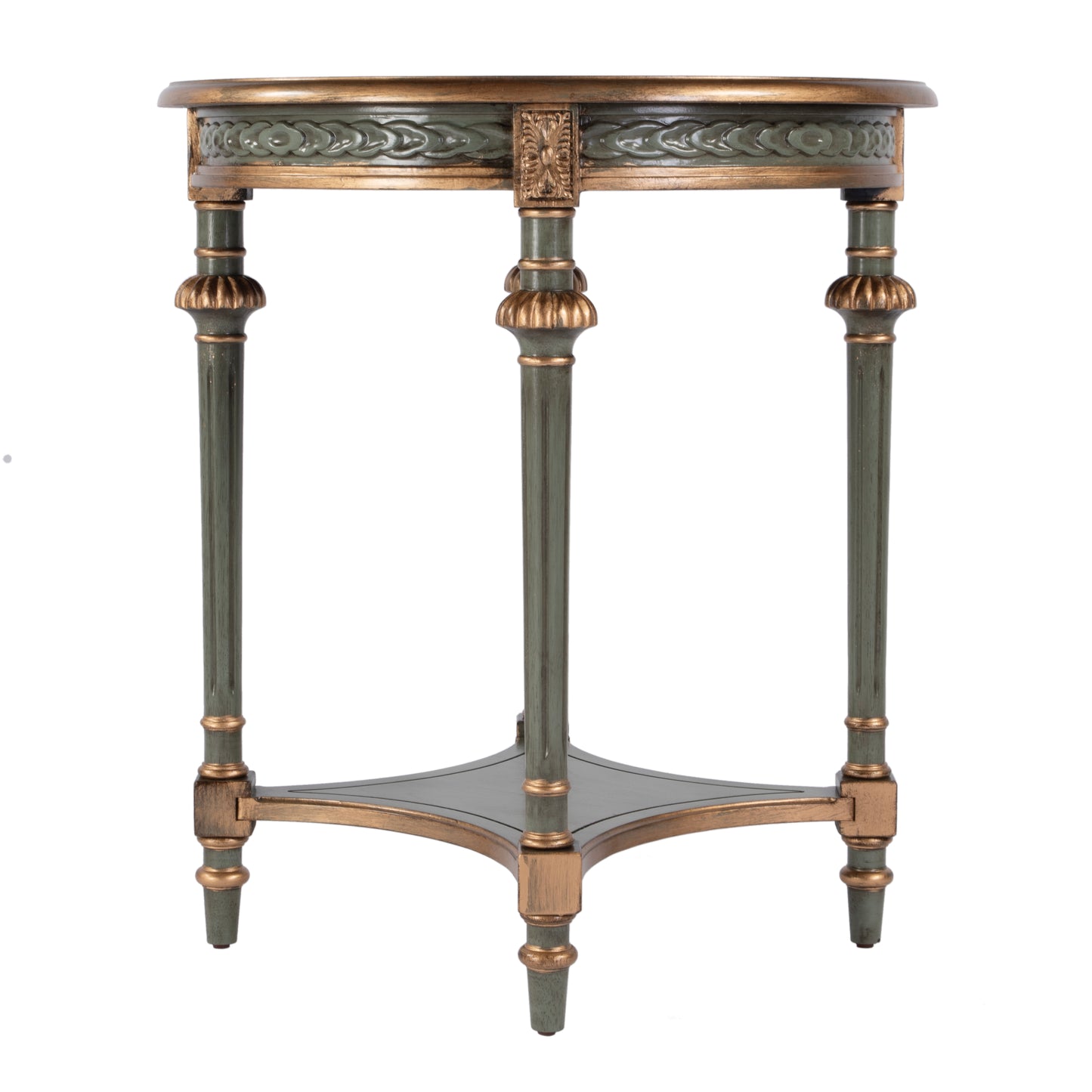 Butler Specialty Company Hellinger 24 in. W Round Wood Tall End Table with Open Shelf, Pastel Green