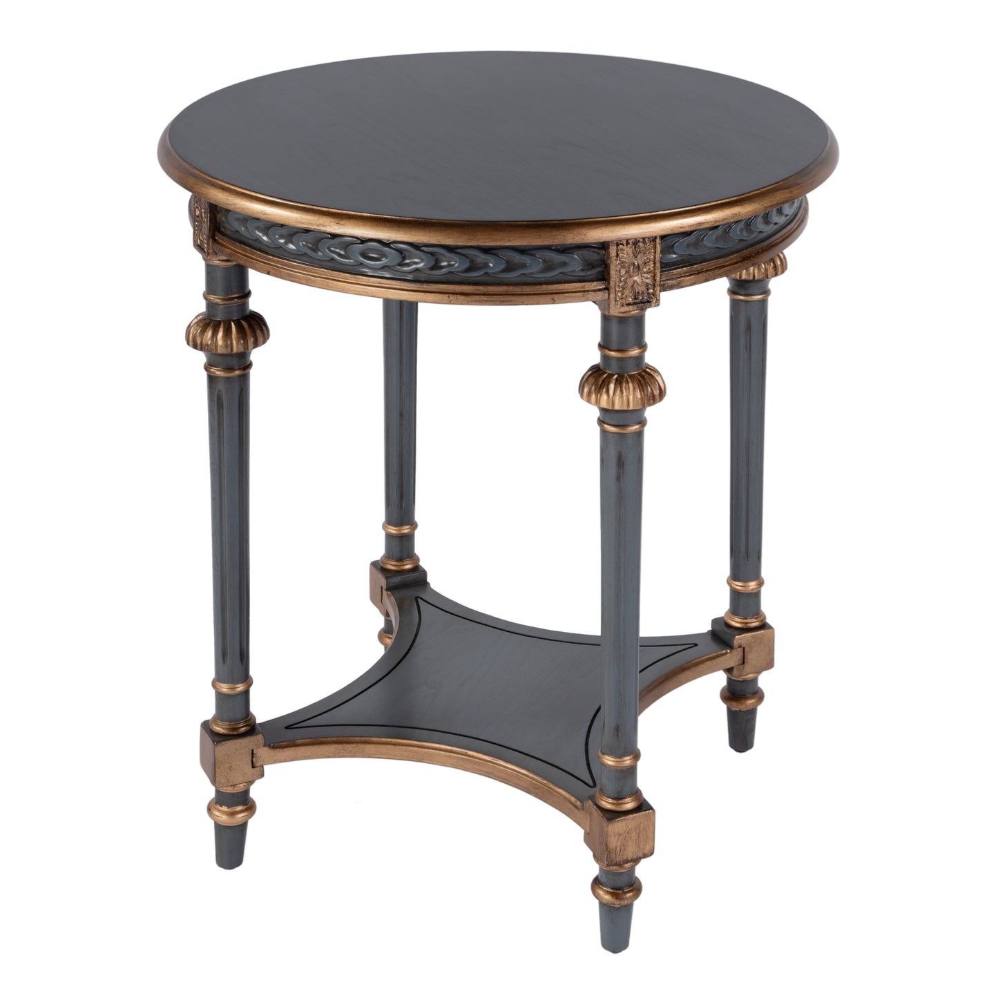 Butler Specialty Company Hellinger 24 in. W Round Wood Tall End Table with Open Shelf, Pastel Blue