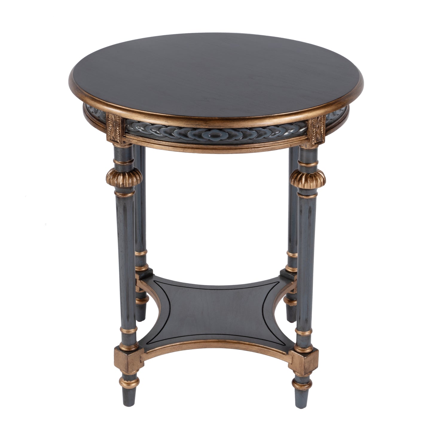 Butler Specialty Company Hellinger 24 in. W Round Wood Tall End Table with Open Shelf, Pastel Blue