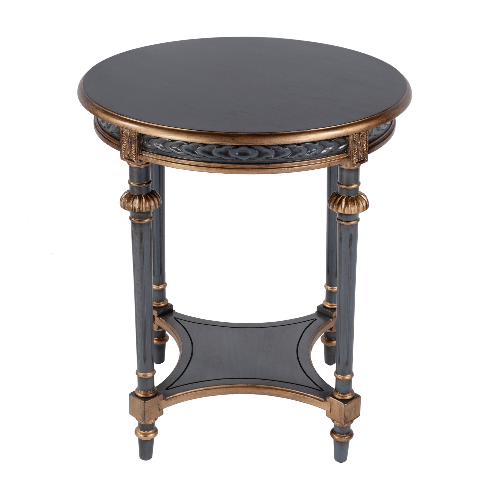 Butler Specialty Company Hellinger 24 in. W Round Wood Tall End Table with Open Shelf, Pastel Blue
