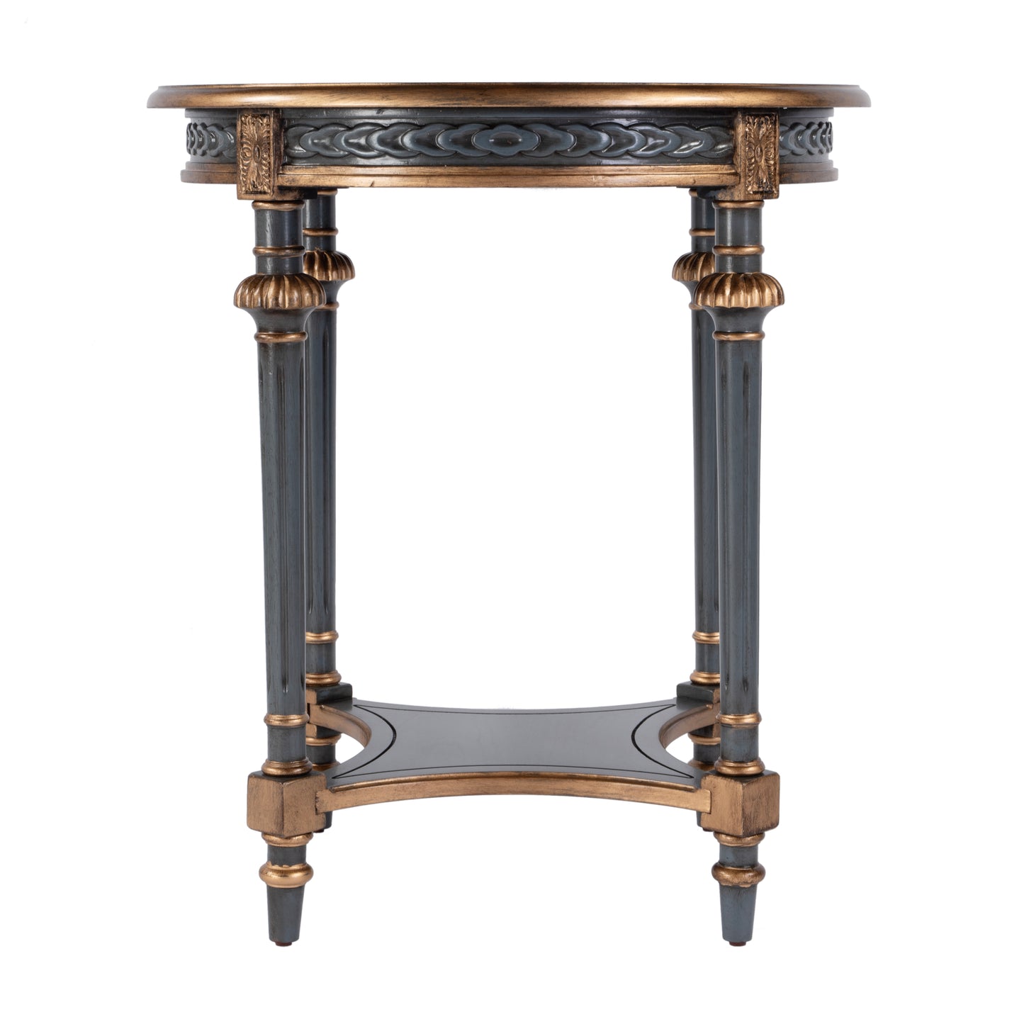 Butler Specialty Company Hellinger 24 in. W Round Wood Tall End Table with Open Shelf, Pastel Blue