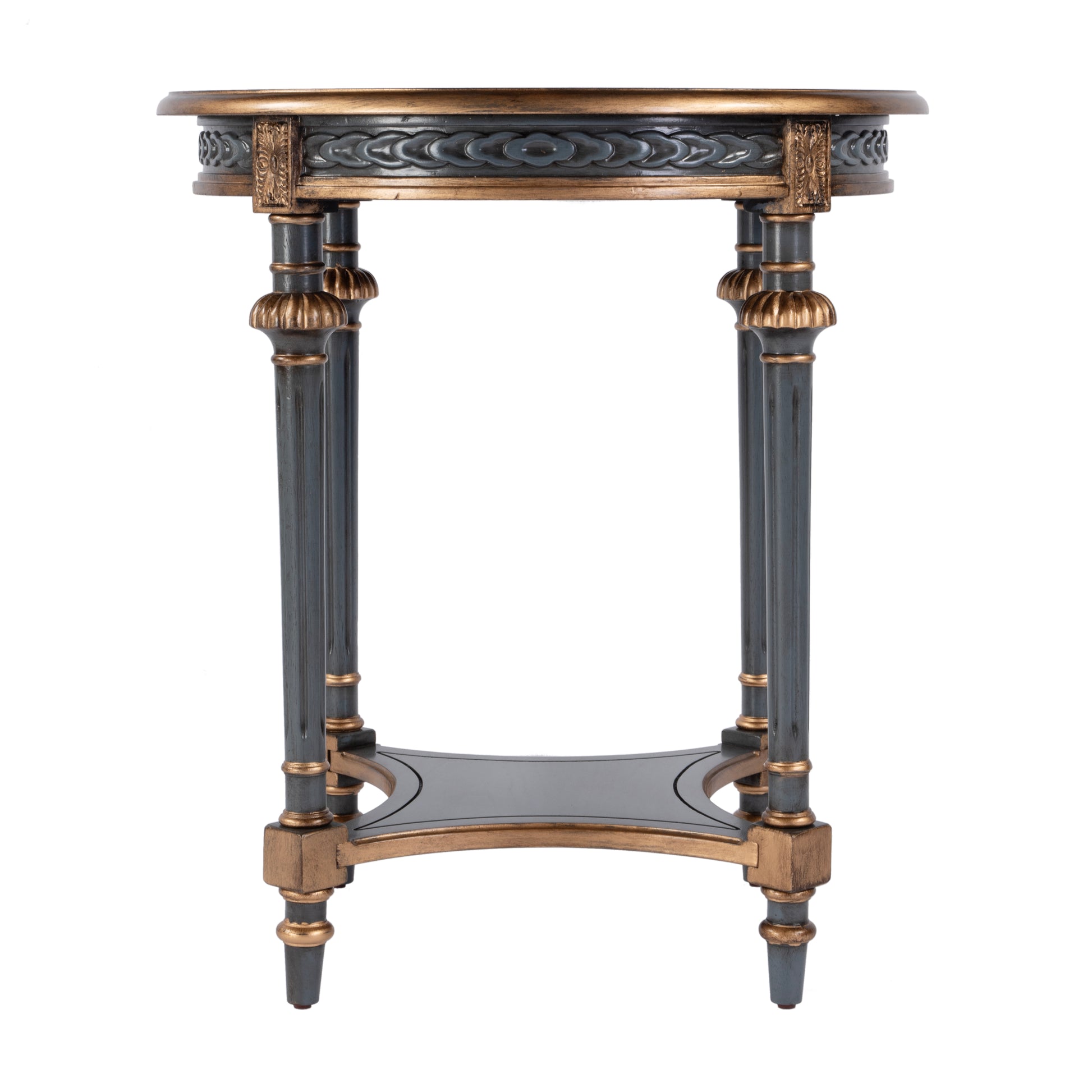 Butler Specialty Company Hellinger 24 in. W Round Wood Tall End Table with Open Shelf, Pastel Blue