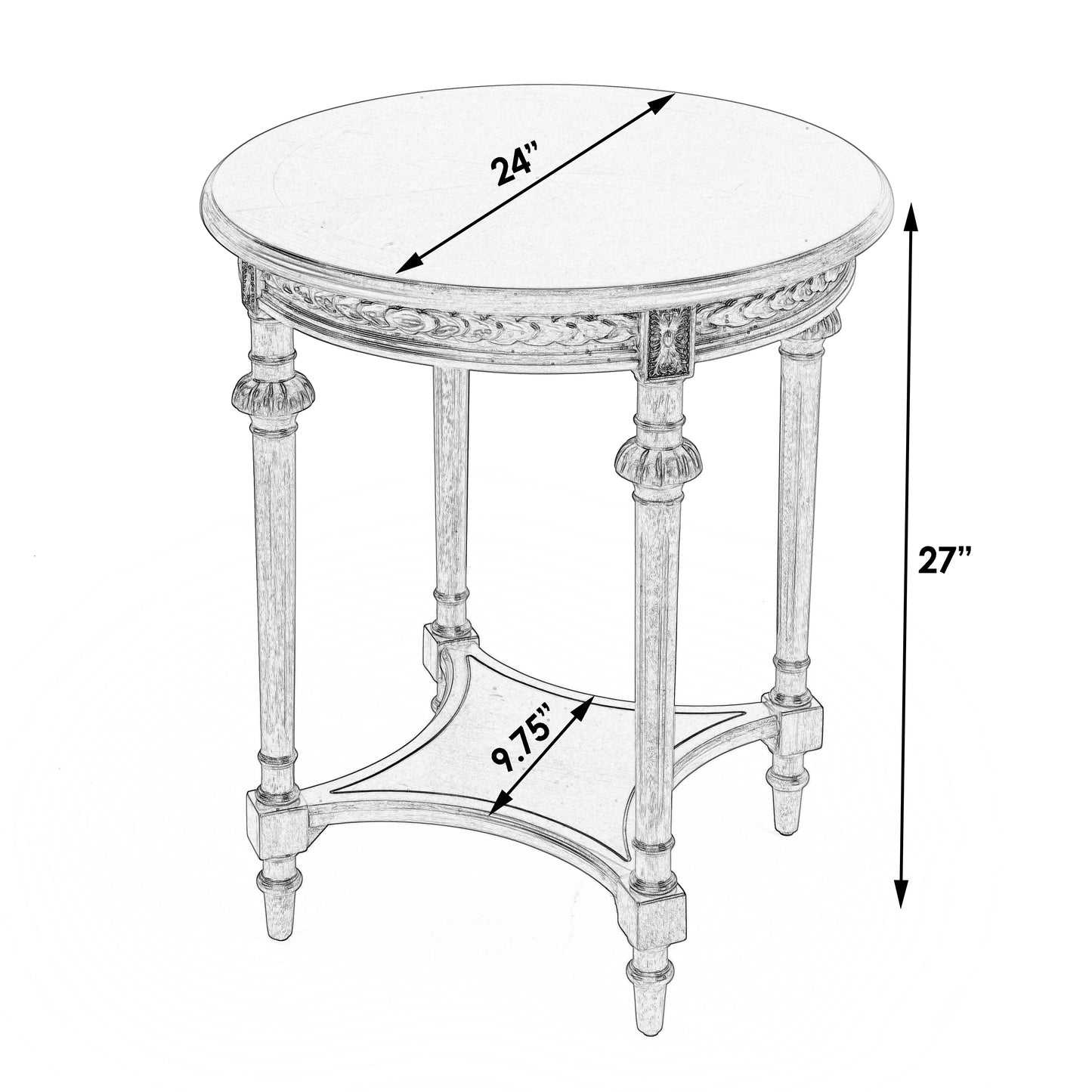 Butler Specialty Company Hellinger 24 in. W Round Wood Tall End Table with Open Shelf, Pastel Blue