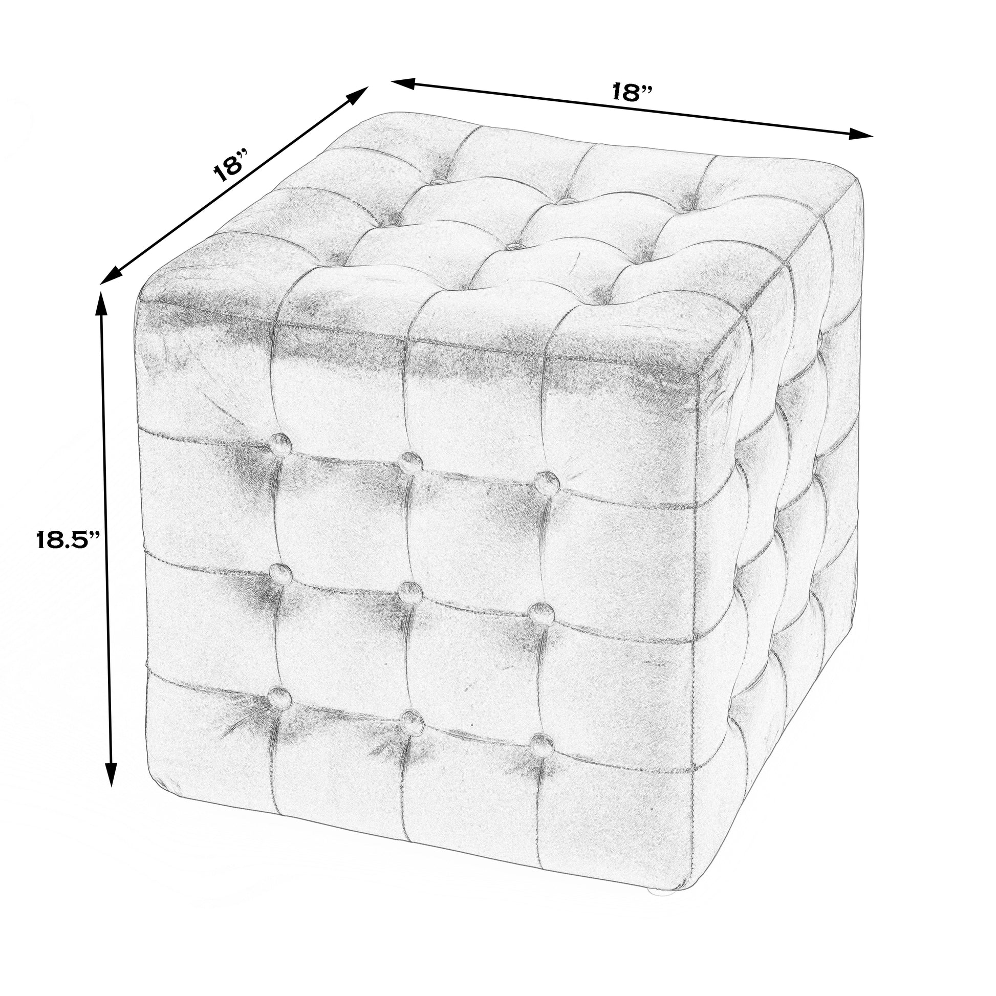 Butler Specialty Company Leon 18 in. Square Button Tufted Leather Cube Ottoman, Dark Brown