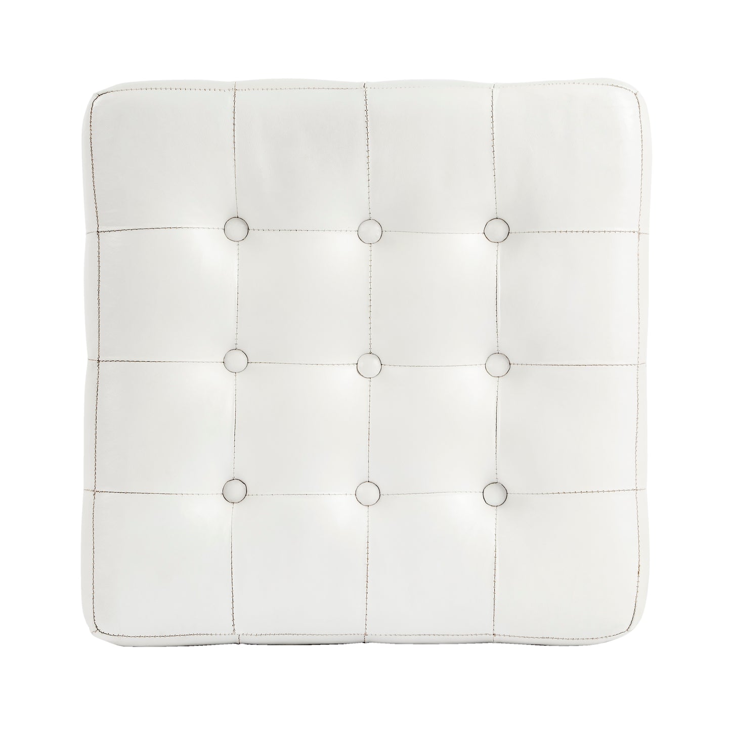 Butler Specialty Company Leon 18 in. Square Button Tufted Leather Cube Ottoman, White