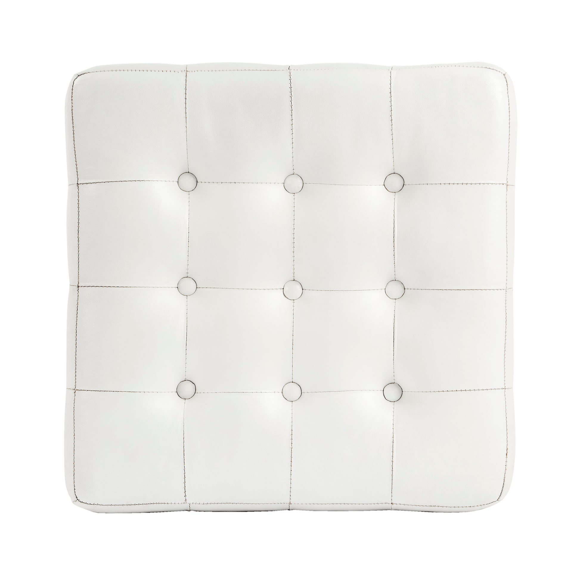 Butler Specialty Company Leon 18 in. Square Button Tufted Leather Cube Ottoman, White