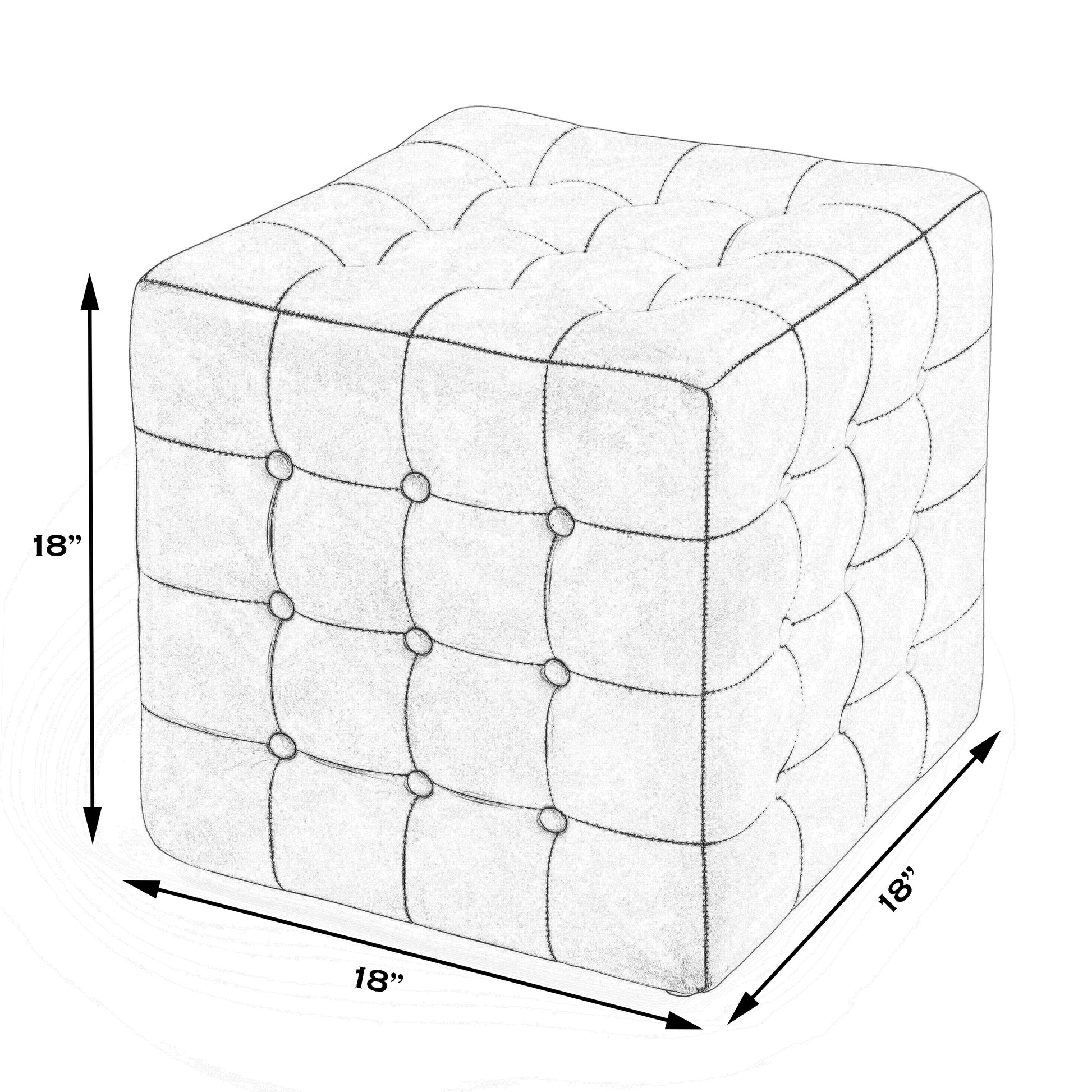Butler Specialty Company Leon 18 in. Square Button Tufted Leather Cube Ottoman, White
