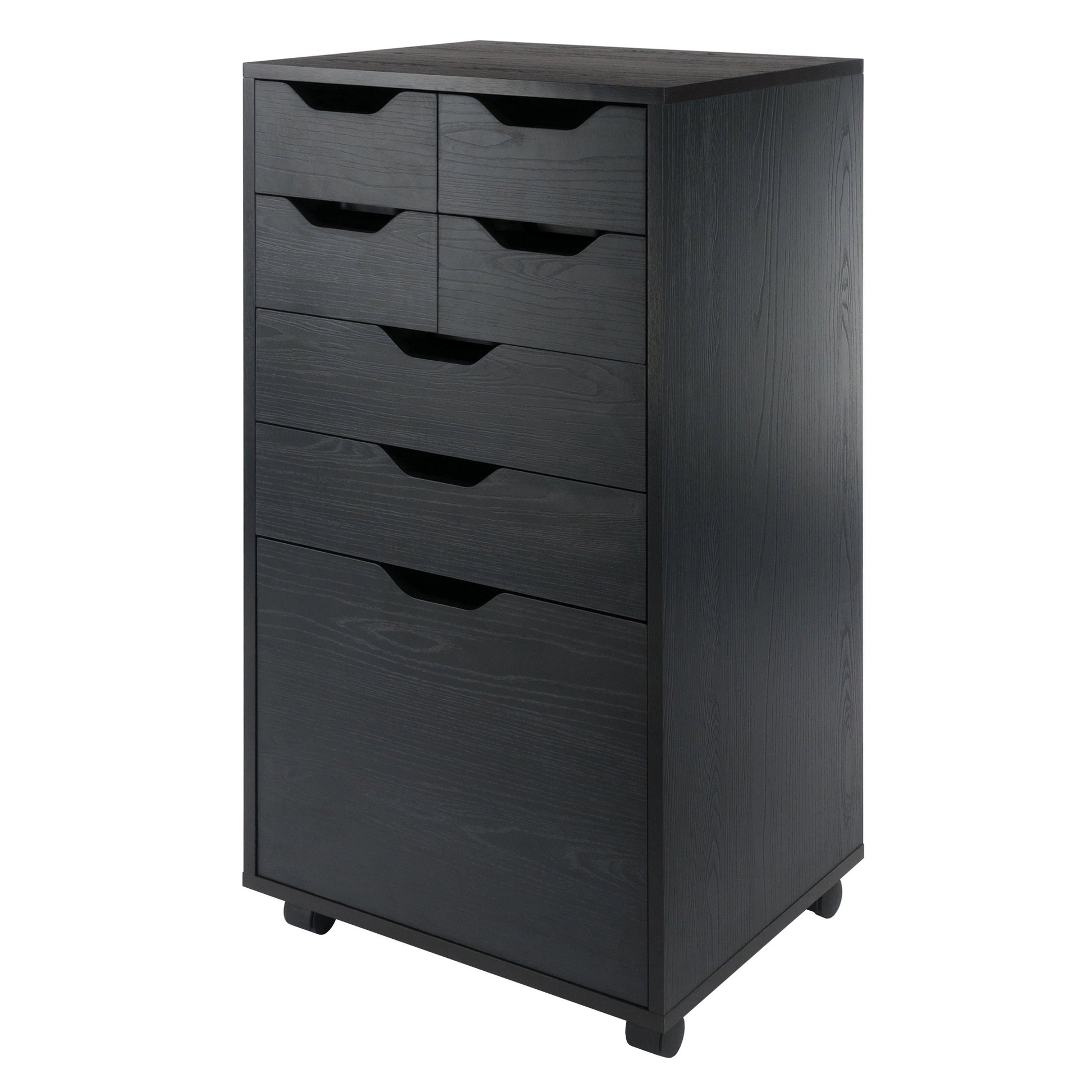 Halifax Bins & Drawers Multi-Storage Tall Mobile Cabinet, Black