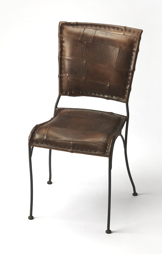 Butler Specialty Company Maverick Iron & Leather Side Chair, Dark Brown