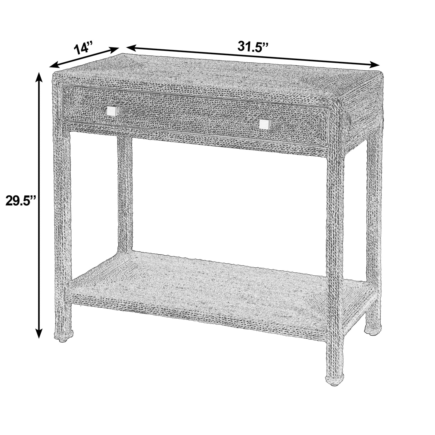 Butler Specialty Company Como 31.5 in. W Rectangular Banana Leaf 1 Drawer Console Table with Lower Open Shelf, Natural
