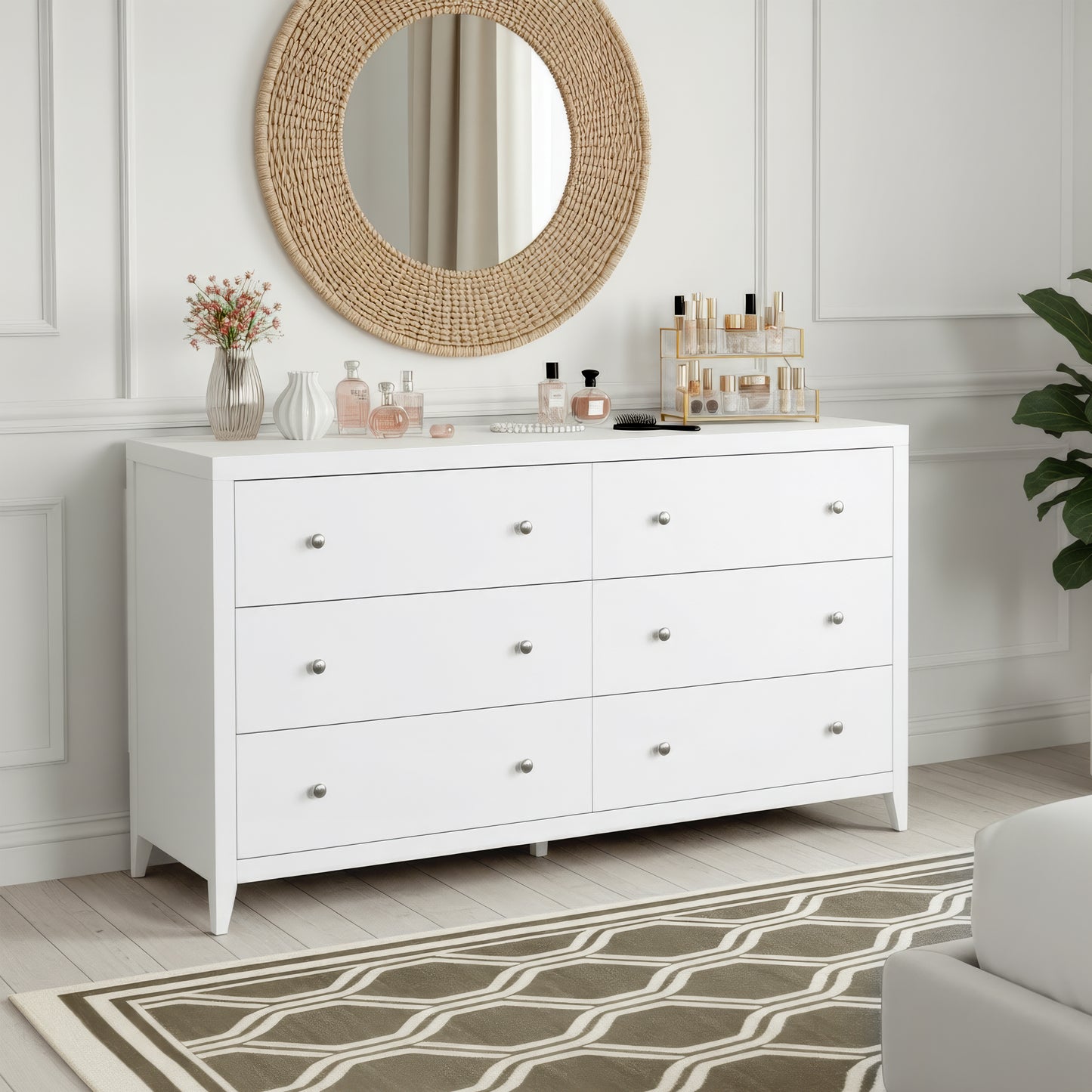 Butler Specialty Company Dana 60 in. W Rectangular Wood 6 Drawer Dresser, White