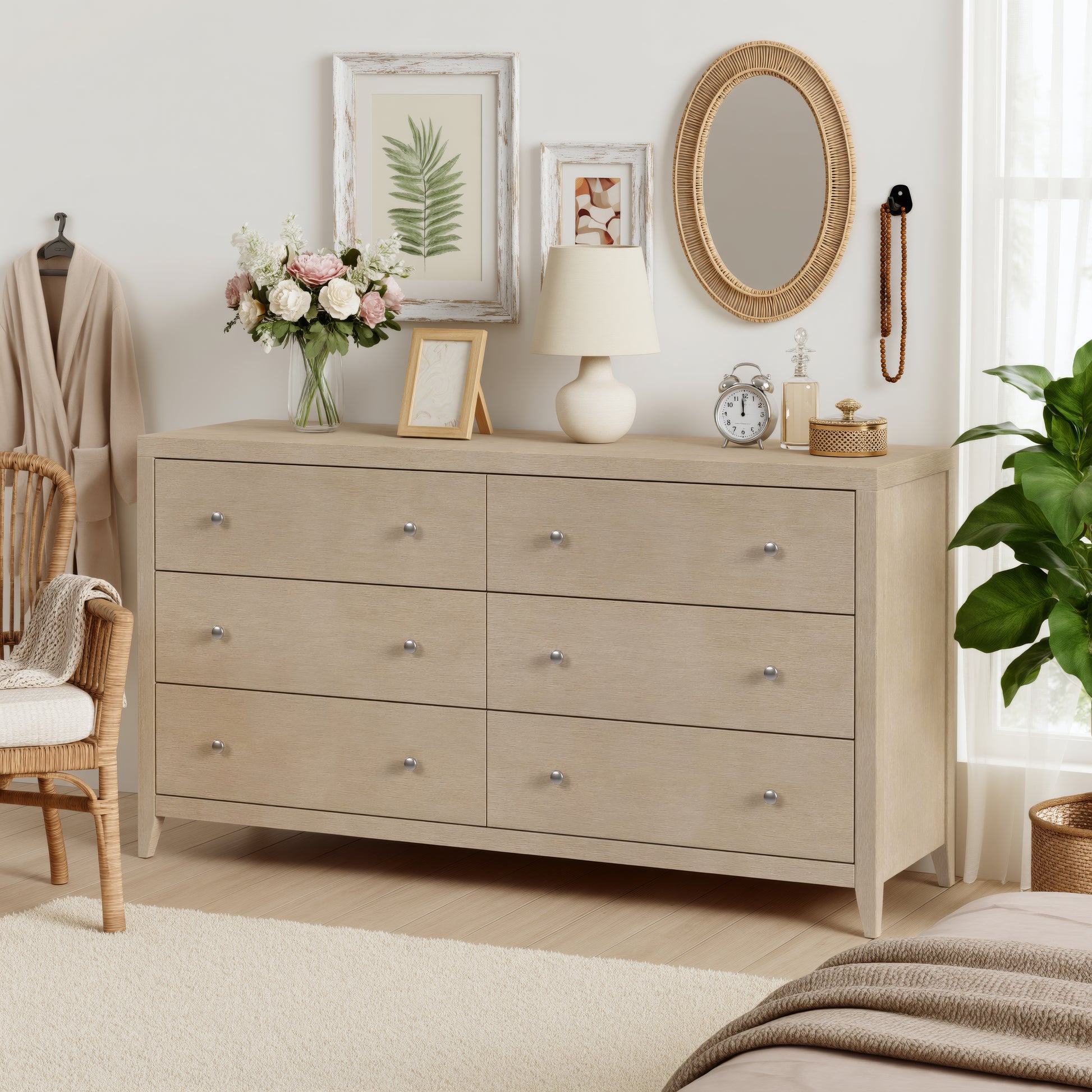 Butler Specialty Company Dana 60 in. W Rectangular Wood 6 Drawer Dresser, Taupe