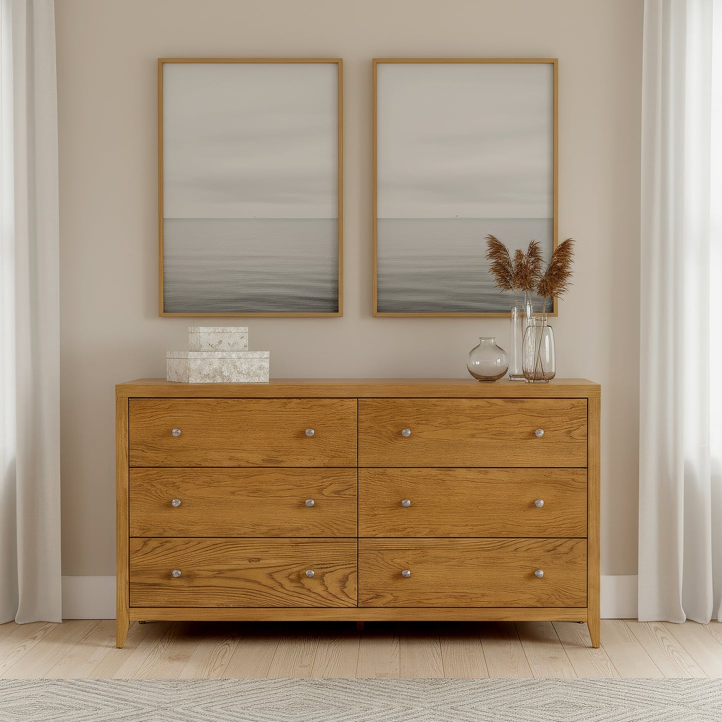 Butler Specialty Company Dana 60 in. W Rectangular Wood 6 Drawer Dresser, Natural