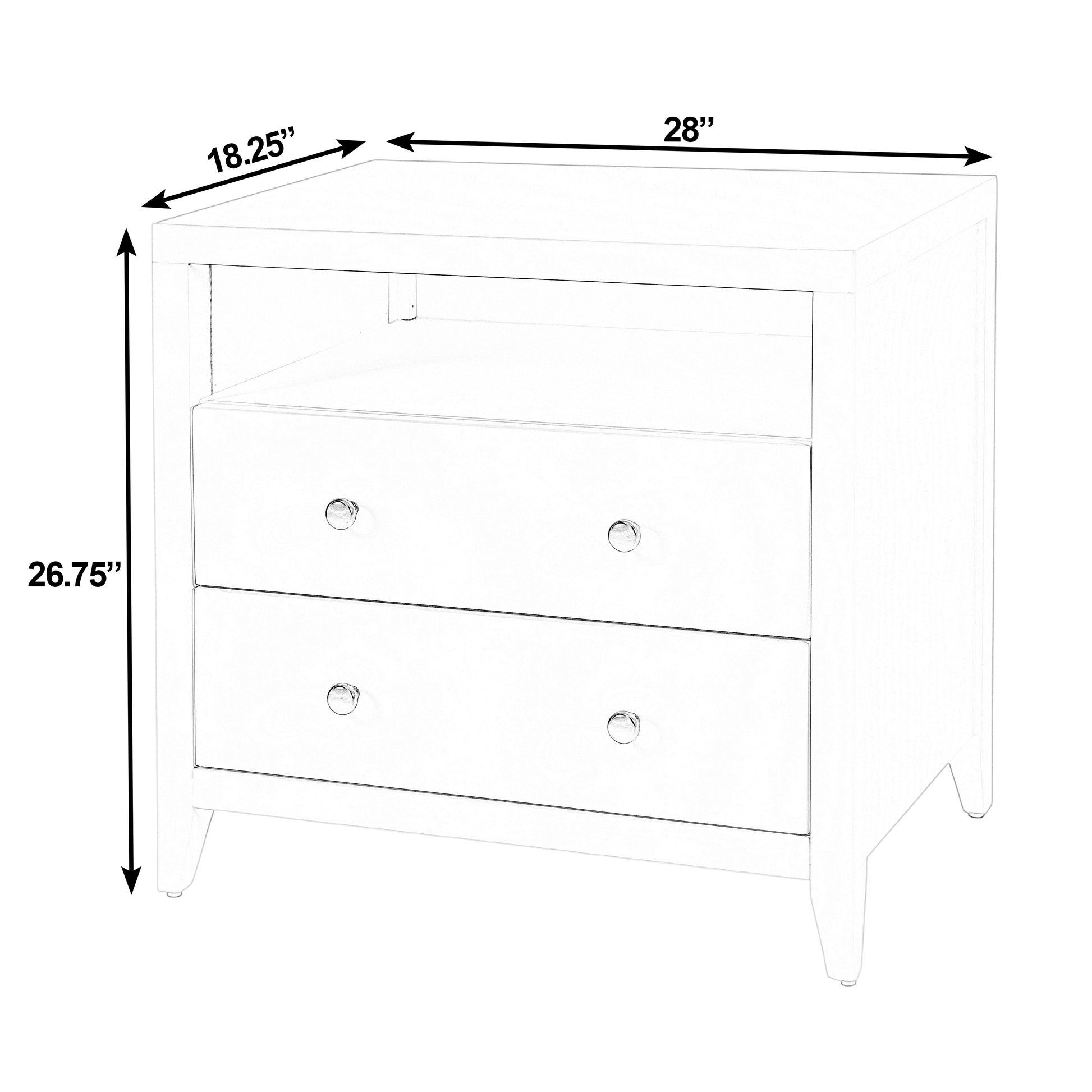 Butler Specialty Company Dana 28 in. W Rectangular Wood 2 Drawer Nightstand with Top Shelf, White