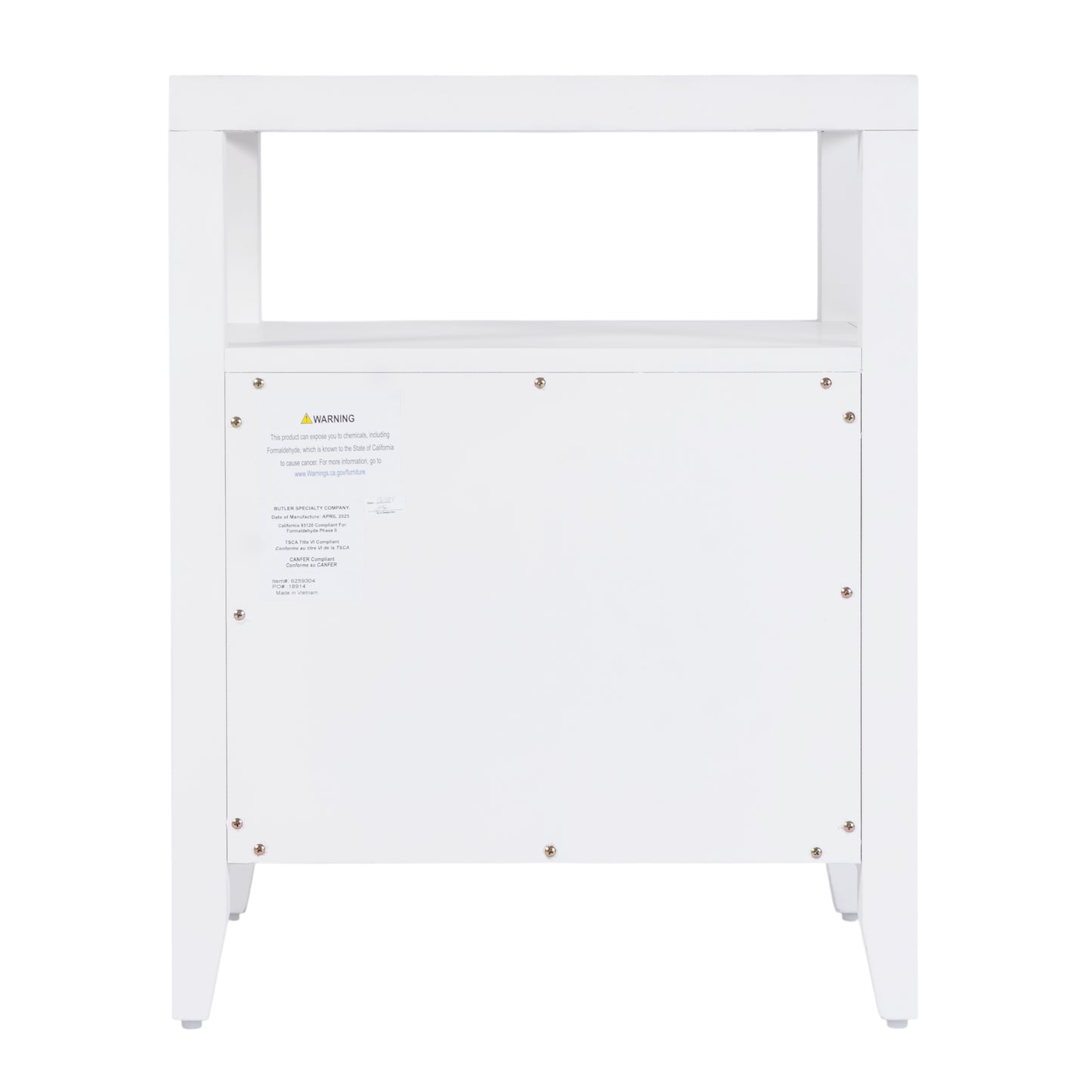 Butler Specialty Company Dana 21 in. W Rectangular Wood 2 Drawer Narrow Nightstand with Top Open Shelf, White