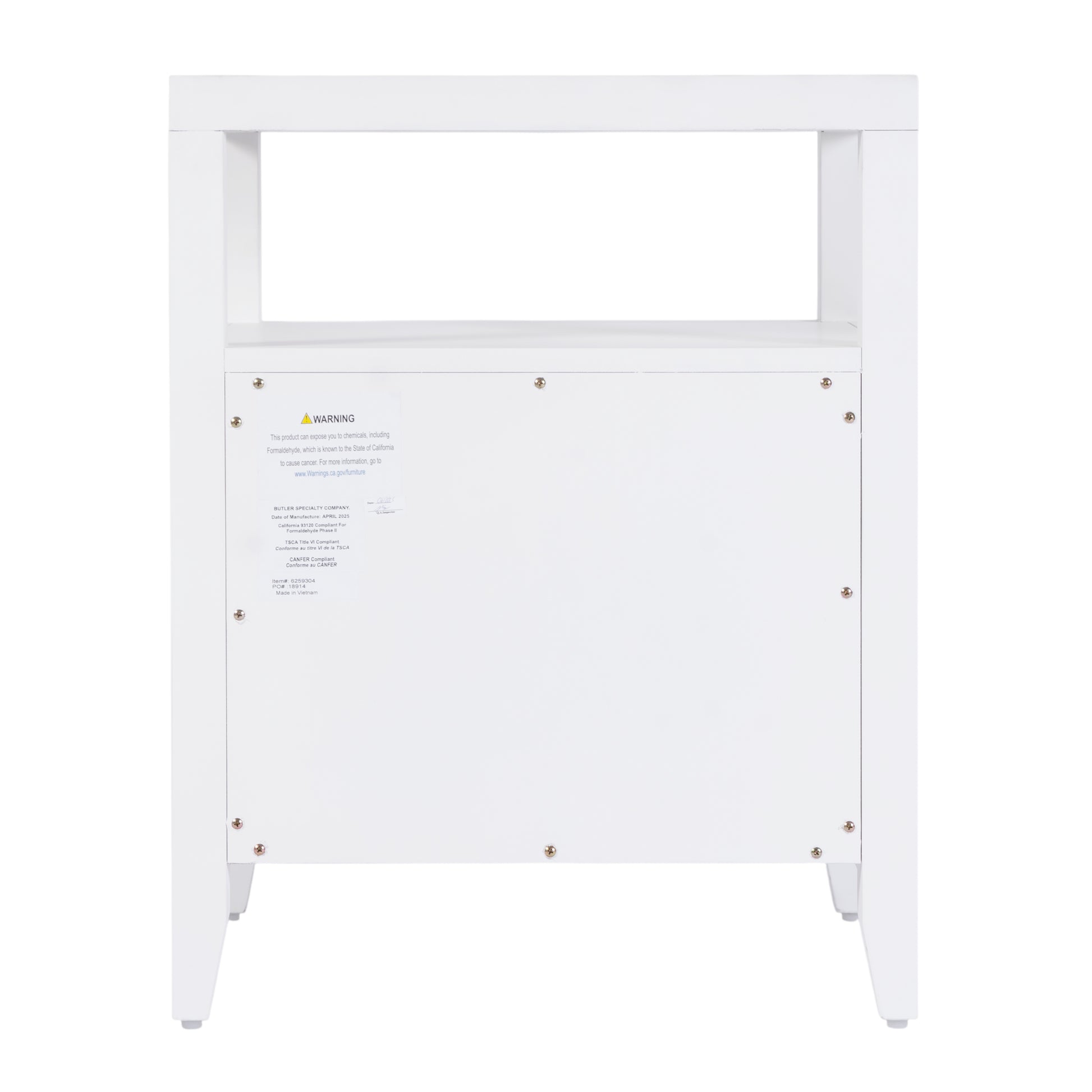 Butler Specialty Company Dana 21 in. W Rectangular Wood 2 Drawer Narrow Nightstand with Top Open Shelf, White
