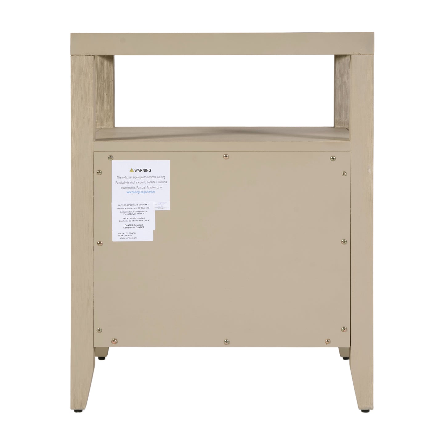 Butler Specialty Company Dana 21 in. W Rectangular Wood 2 Drawer Narrow Nightstand with Top Open Shelf, Taupe