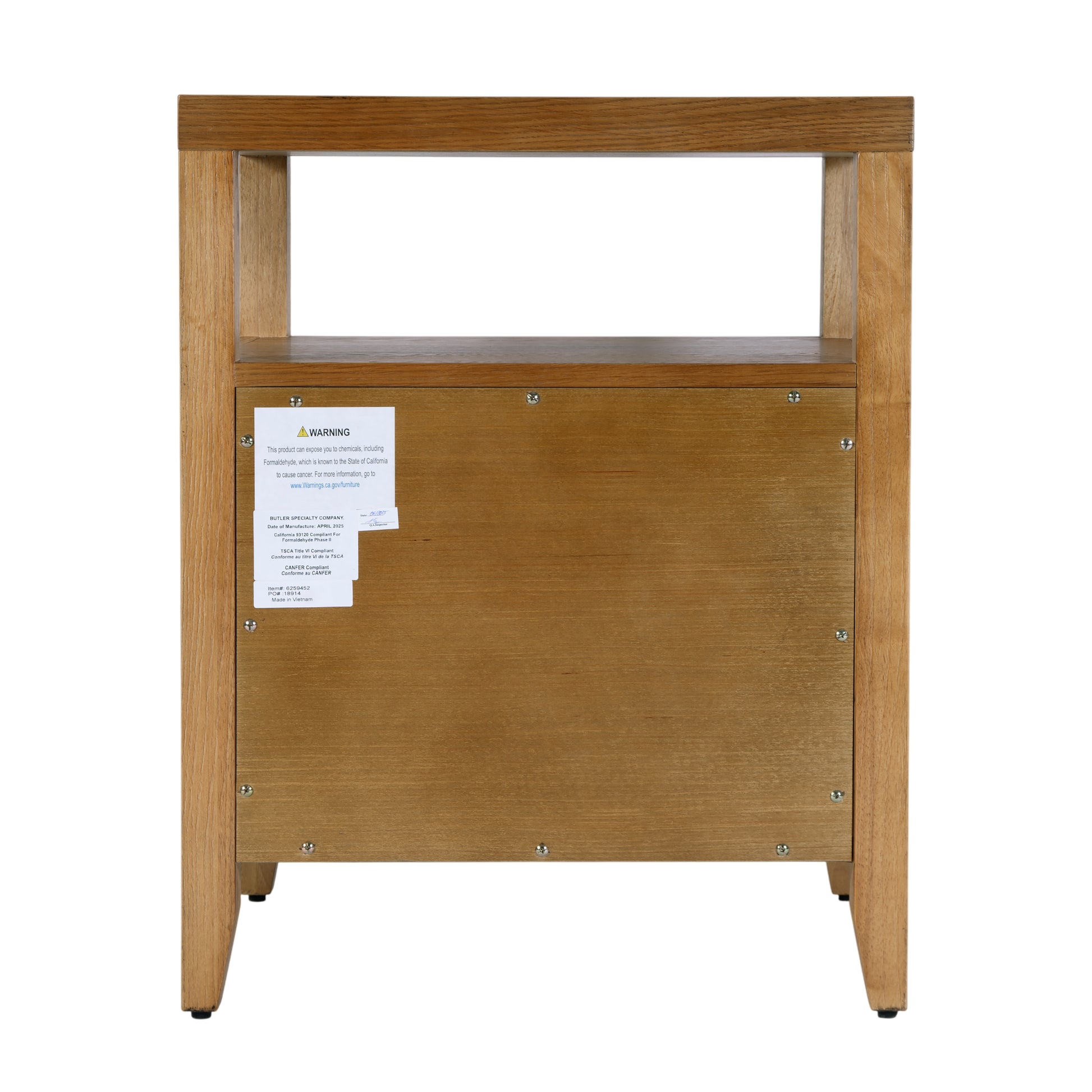 Butler Specialty Company Dana 21 in. W Rectangular Wood 2 Drawer Narrow Nightstand with Top Open Shelf, Natural