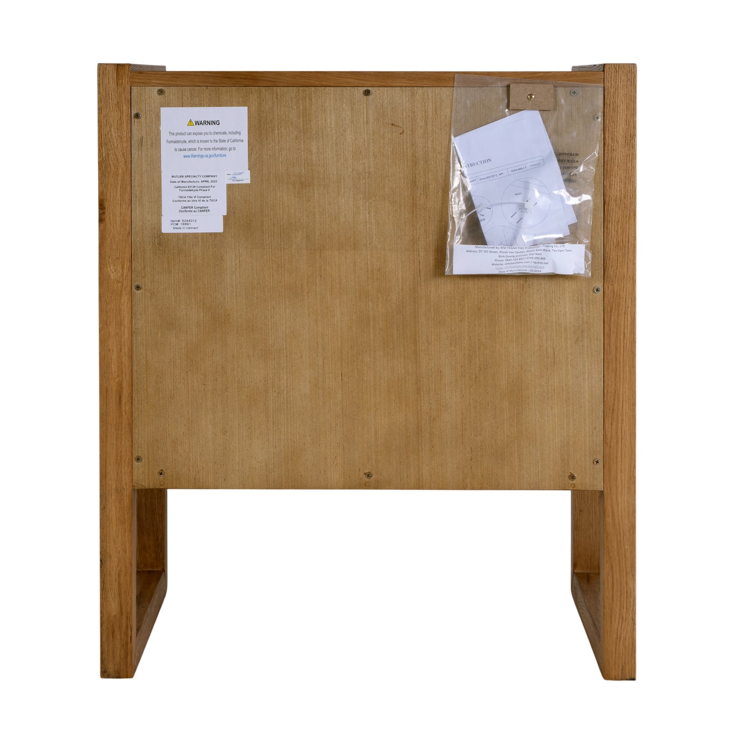 Butler Specialty Company Oakley 25 in. W Rectangular Wood 2 Drawer Nightstand, Light Brown, Natural