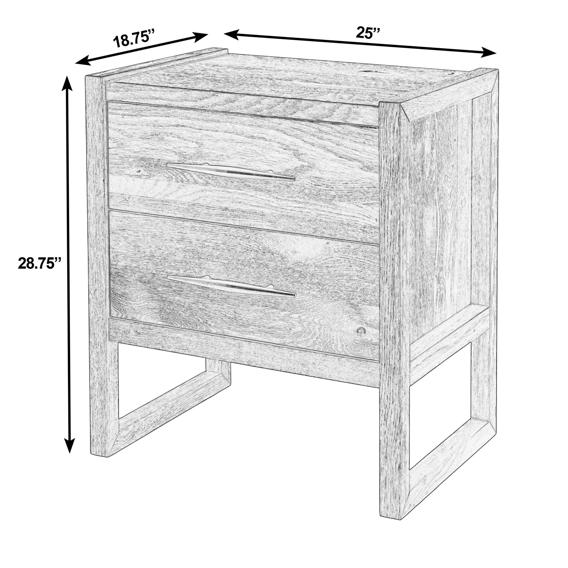 Butler Specialty Company Oakley 25 in. W Rectangular Wood 2 Drawer Nightstand, Light Brown, Natural