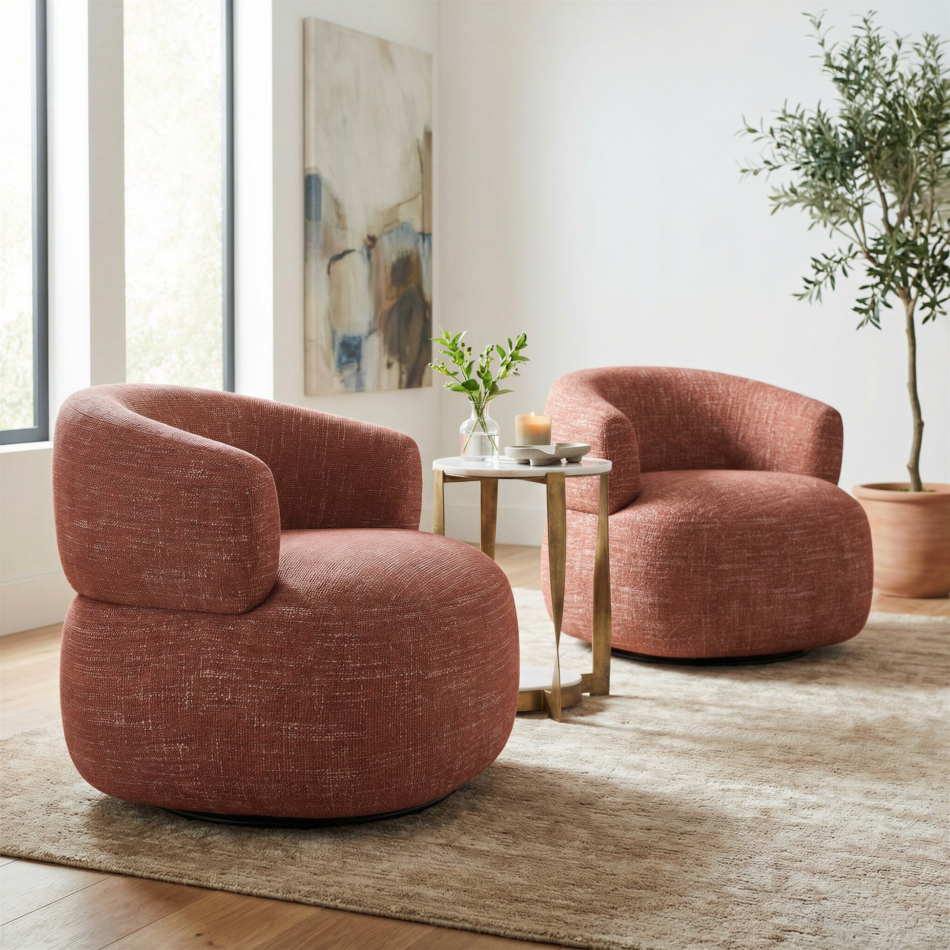 Venezia Swivel Chair Brown - 9