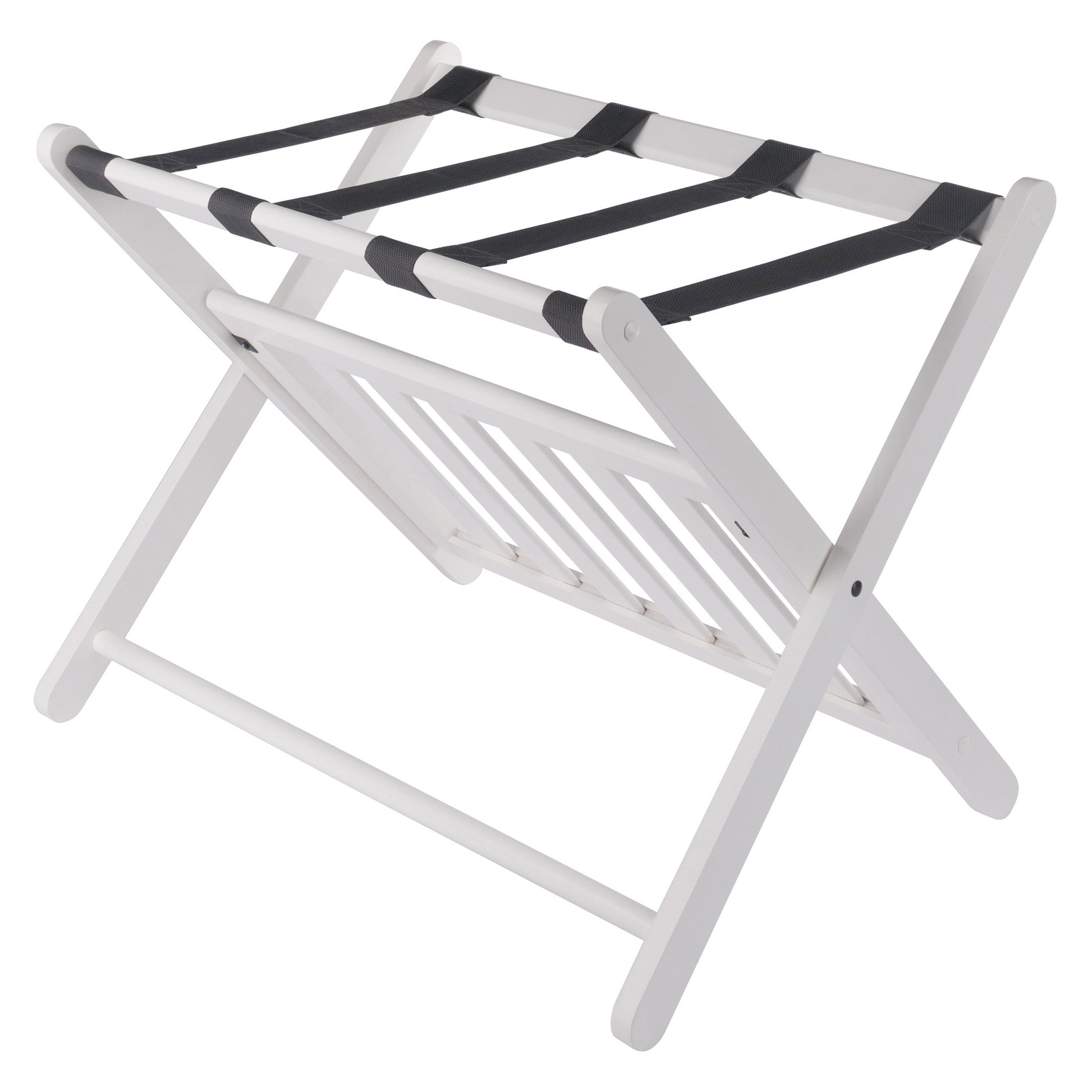Reese Luggage Rack with Shelf, White