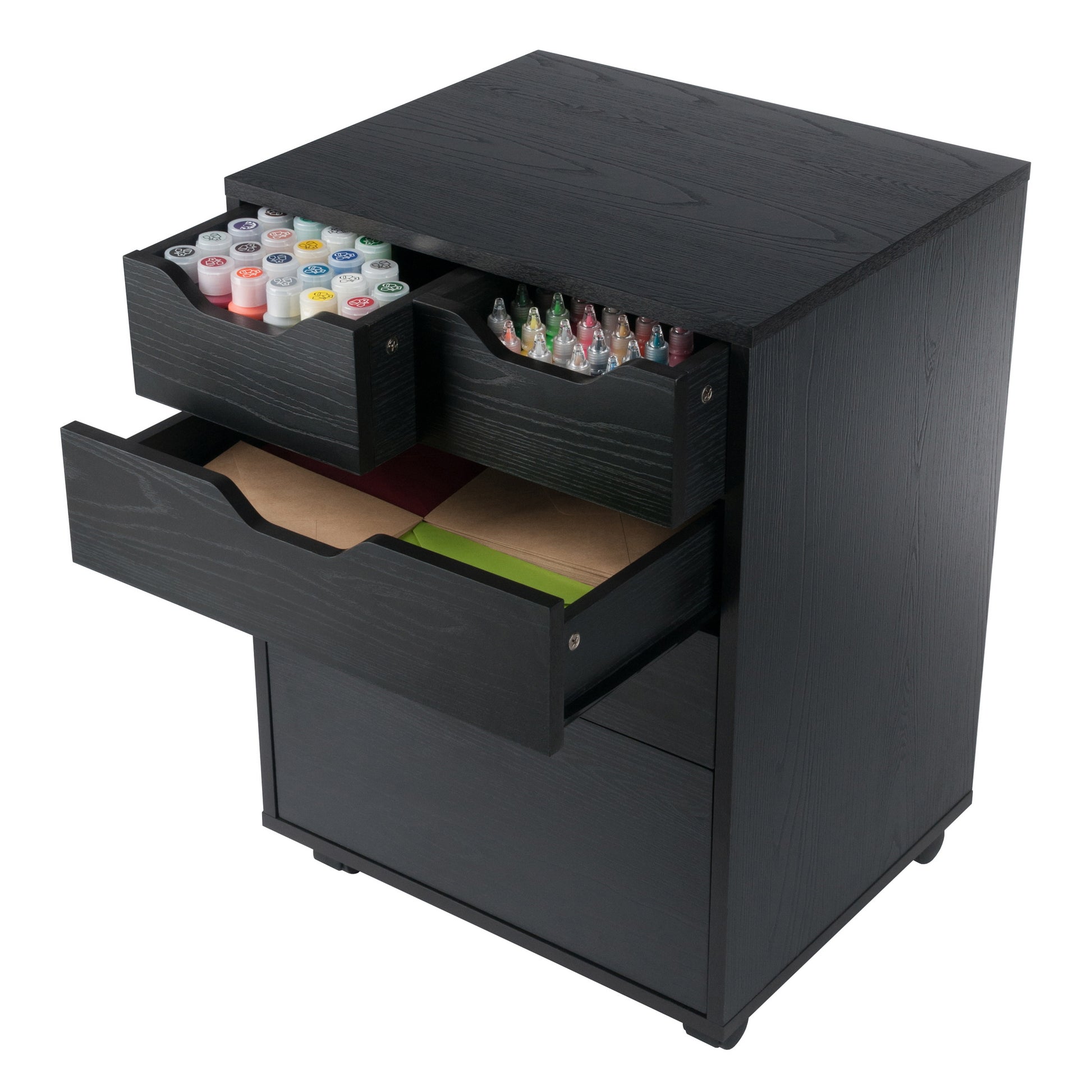 Halifax Bins & Drawers Storage Mobile Cabinet, Black