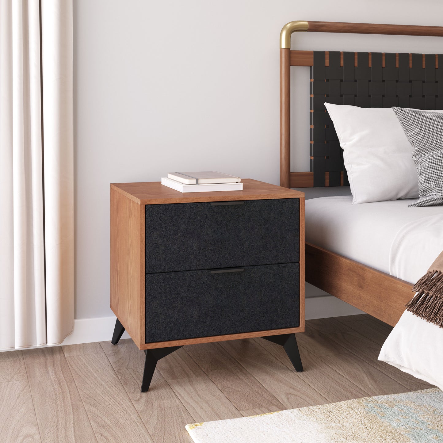 Zarif Nightstand Black & Walnut - 10