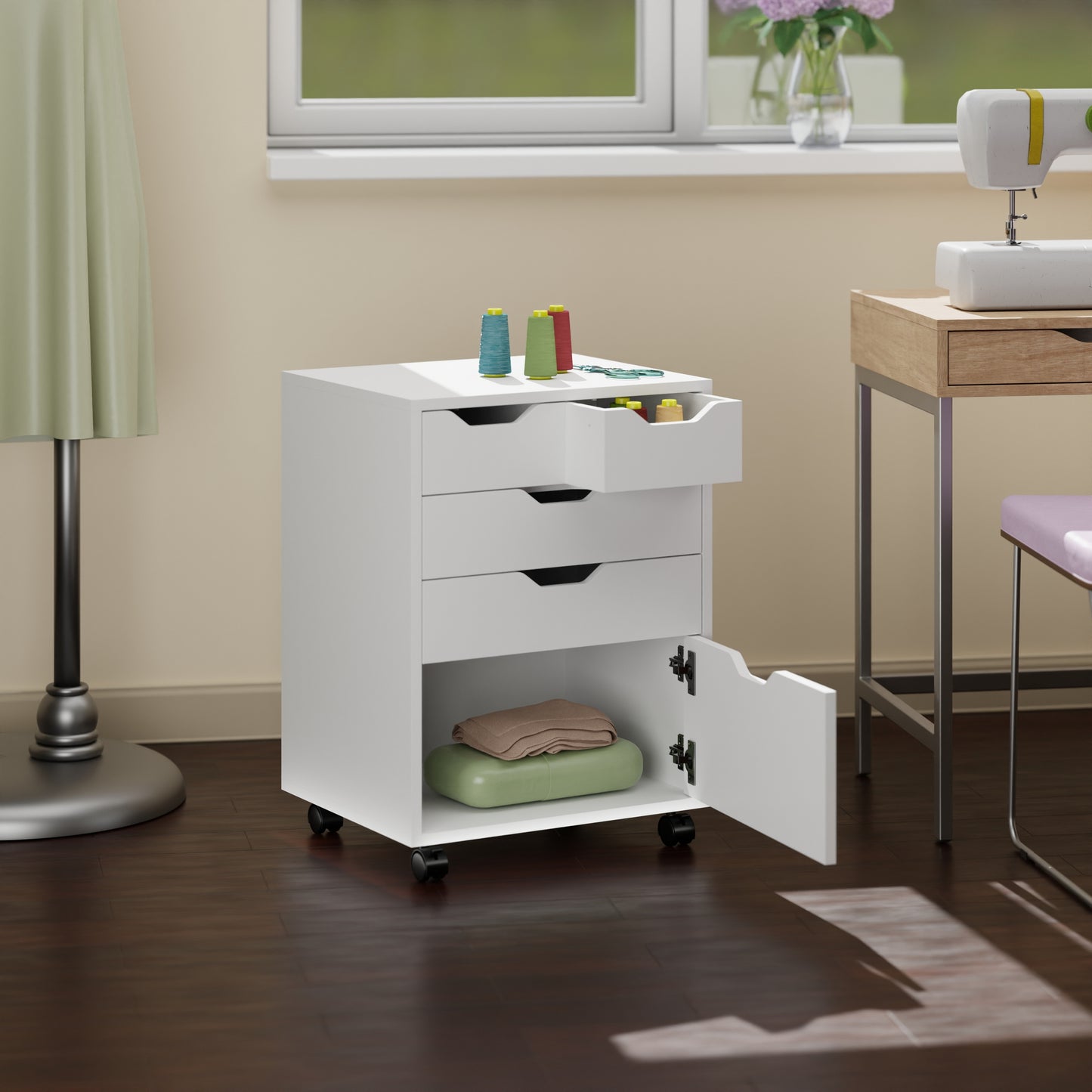 Halifax Bins & Drawers Storage Mobile Cabinet, White