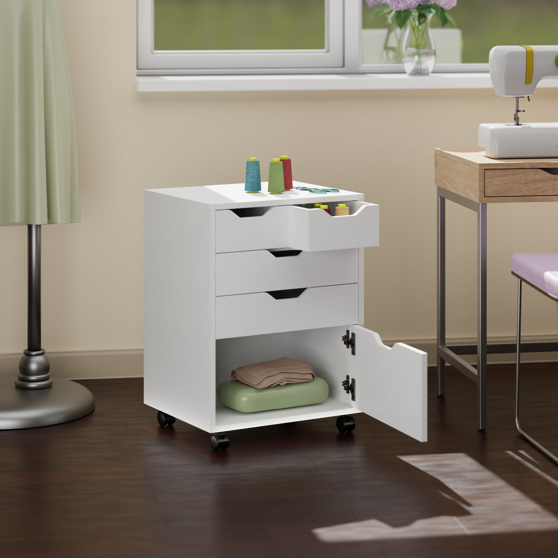 Halifax Bins & Drawers Storage Mobile Cabinet, White