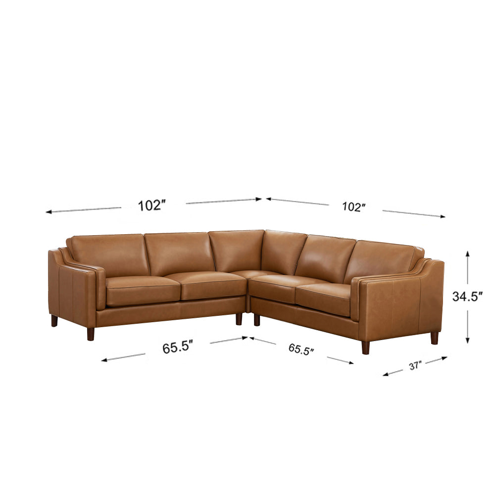 Bella 3-Piece Sectional Cognac Brown