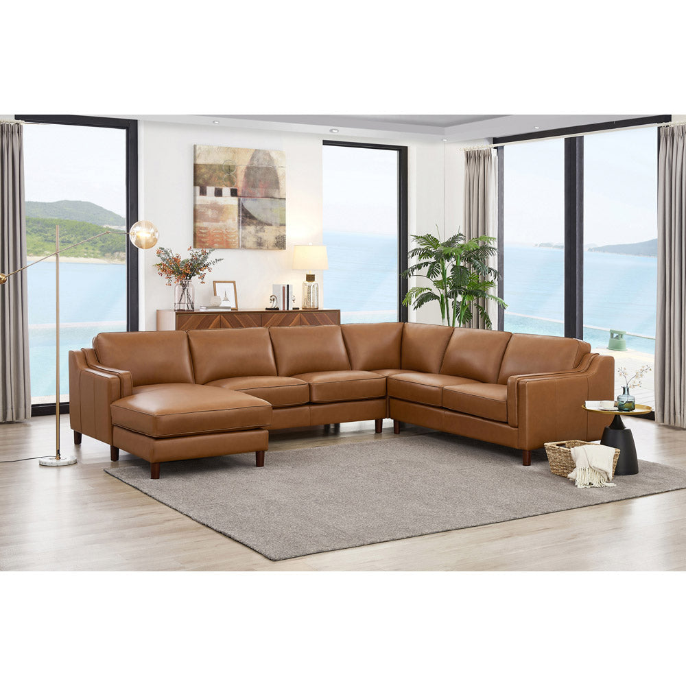 Bella Left Chaise Sectional Cognac Brown