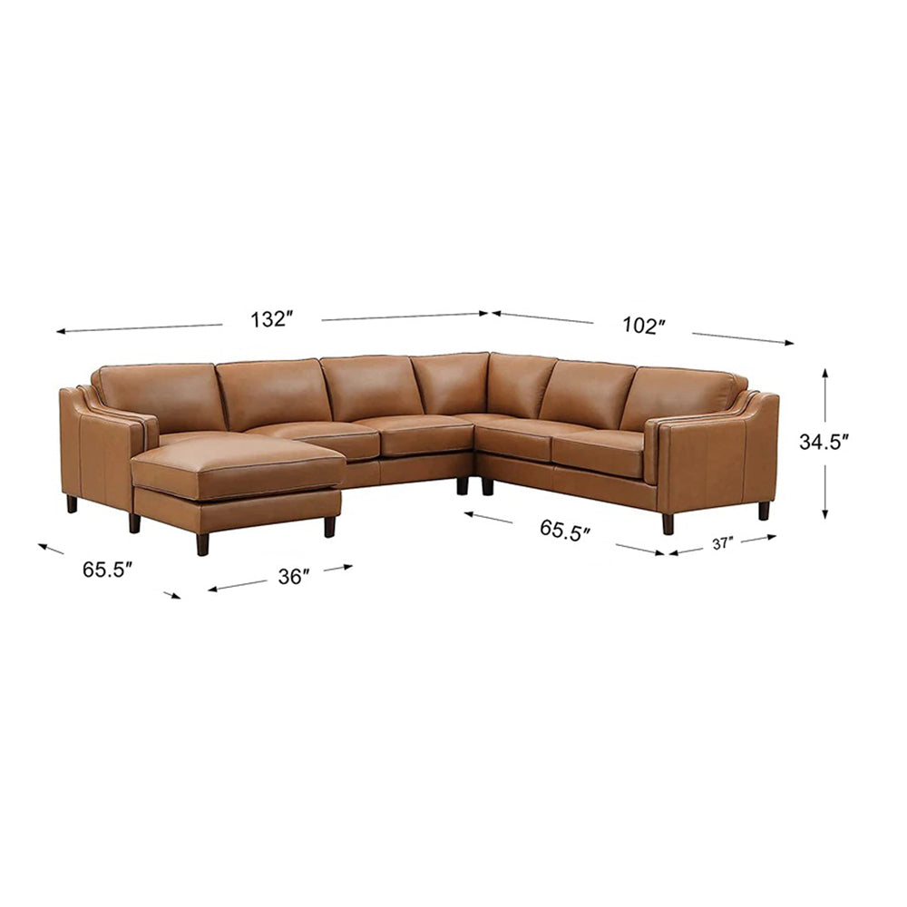 Bella Left Chaise Sectional Cognac Brown