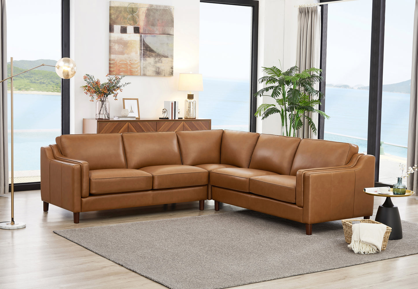 Bella 3-Piece Sectional Cognac Brown