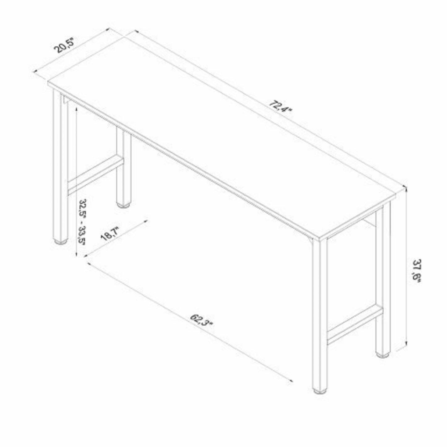 Fortress Modern Garage Table in Dark Gray 6GMC