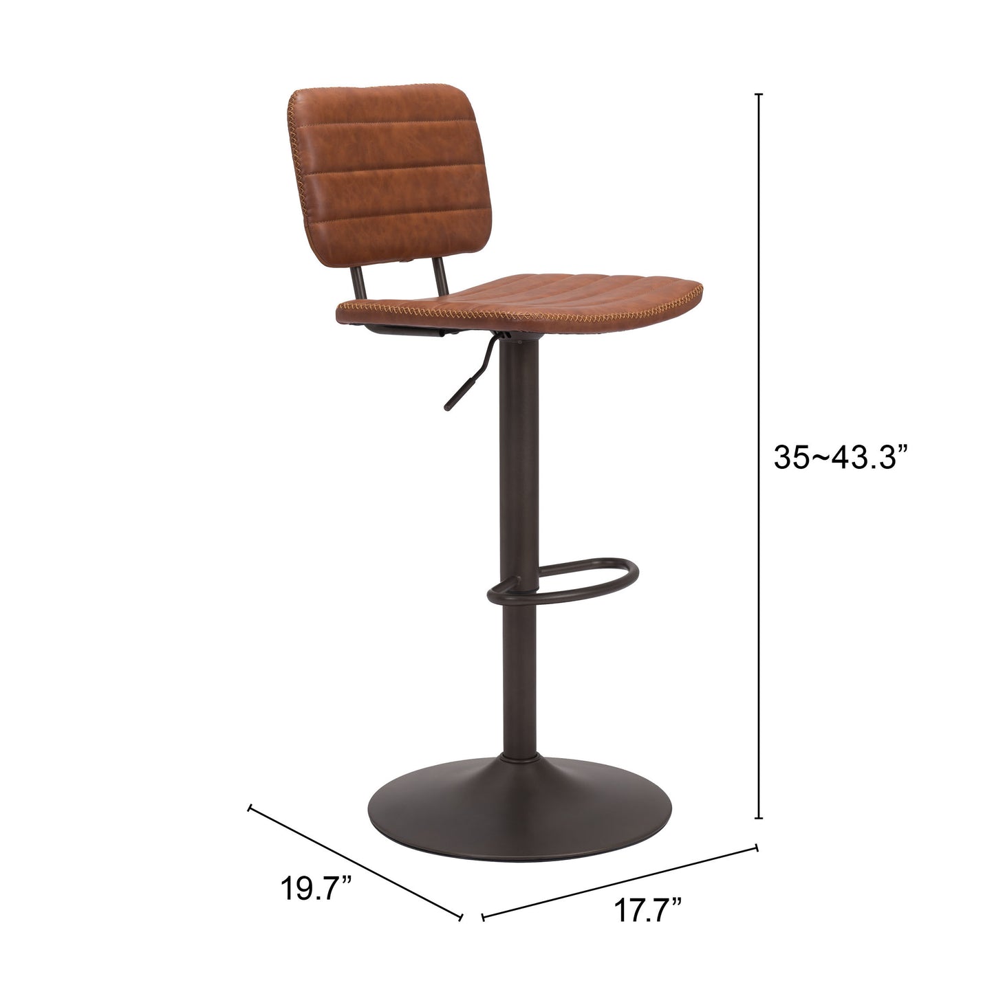 Holden Barstool Vintage Brown & Dark Bronze