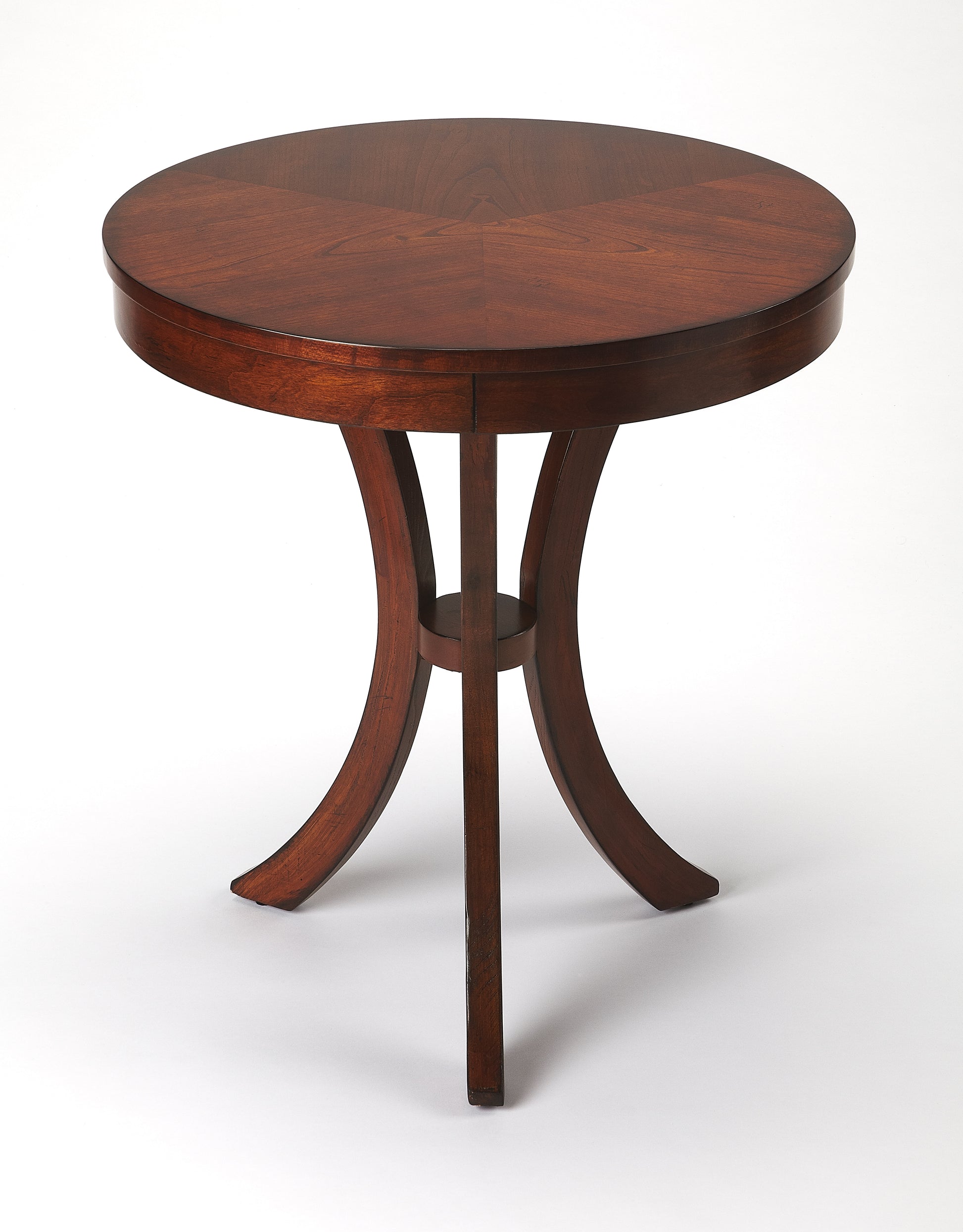 Butler Specialty Company Gerard 24 in. W Round Wood 3 Leg Side Table, Medium Brown
