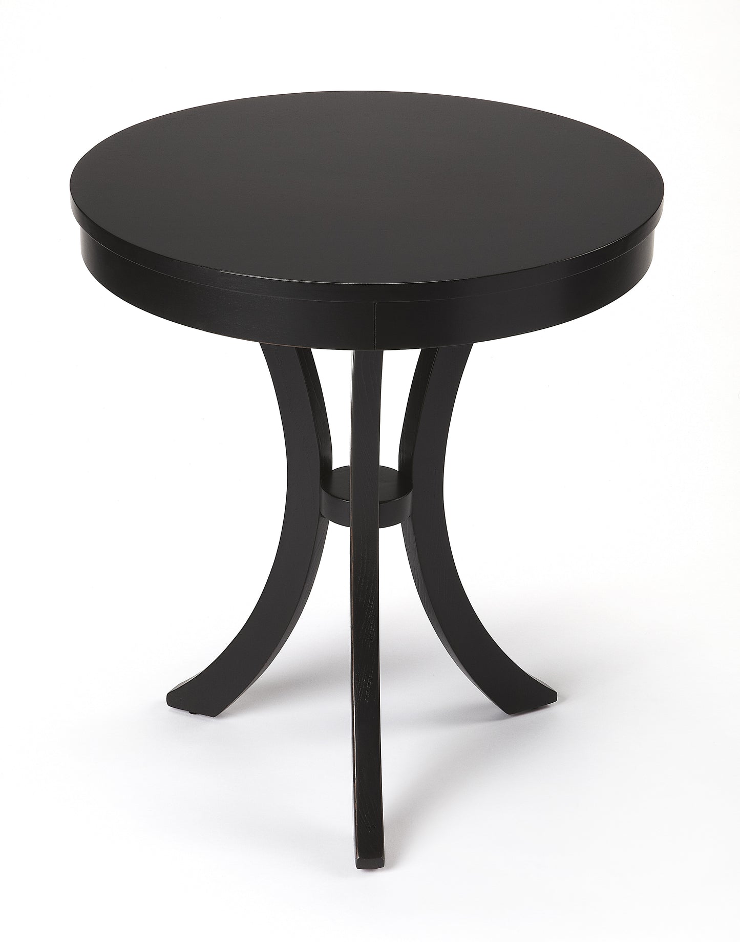 Butler Specialty Company Gerard 24 in. W Round Wood 3 Leg Side Table, Black
