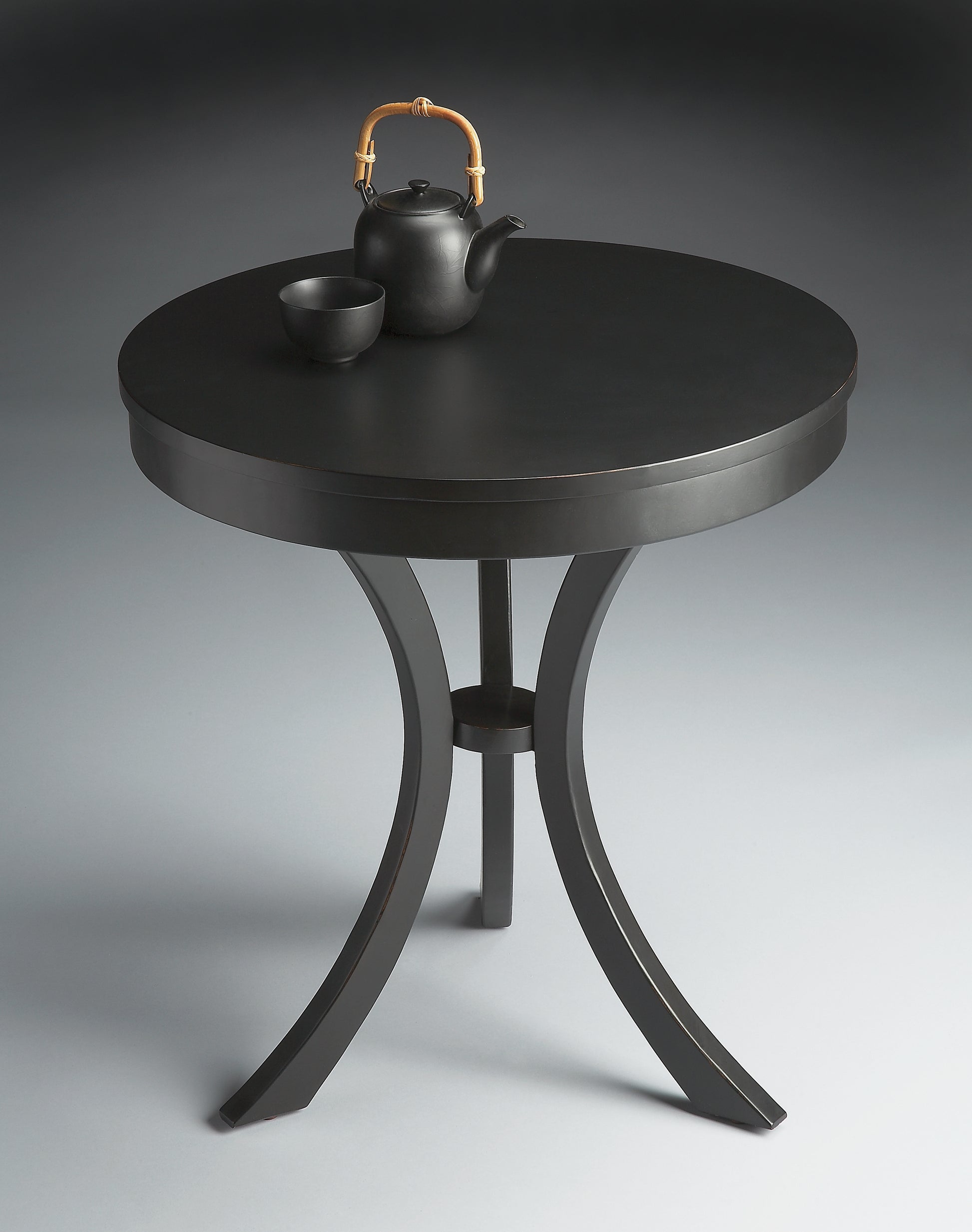 Butler Specialty Company Gerard 24 in. W Round Wood 3 Leg Side Table, Black