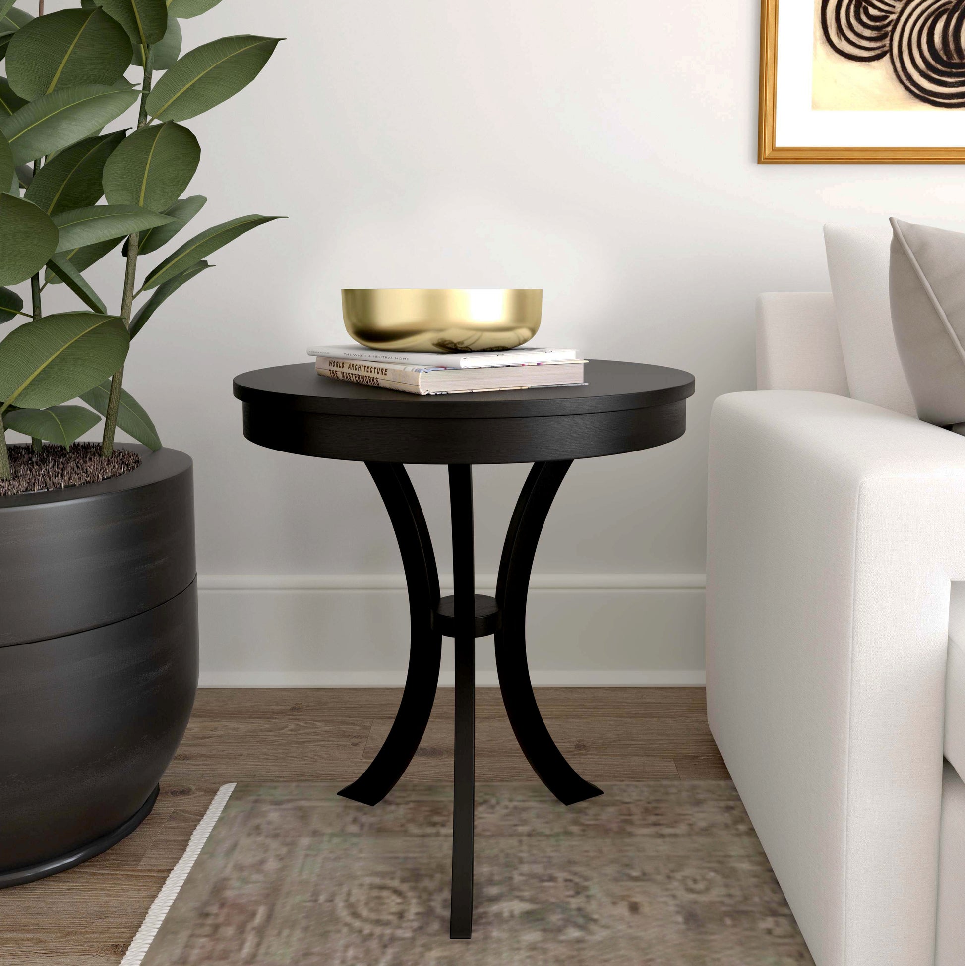 Butler Specialty Company Gerard 24 in. W Round Wood 3 Leg Side Table, Black