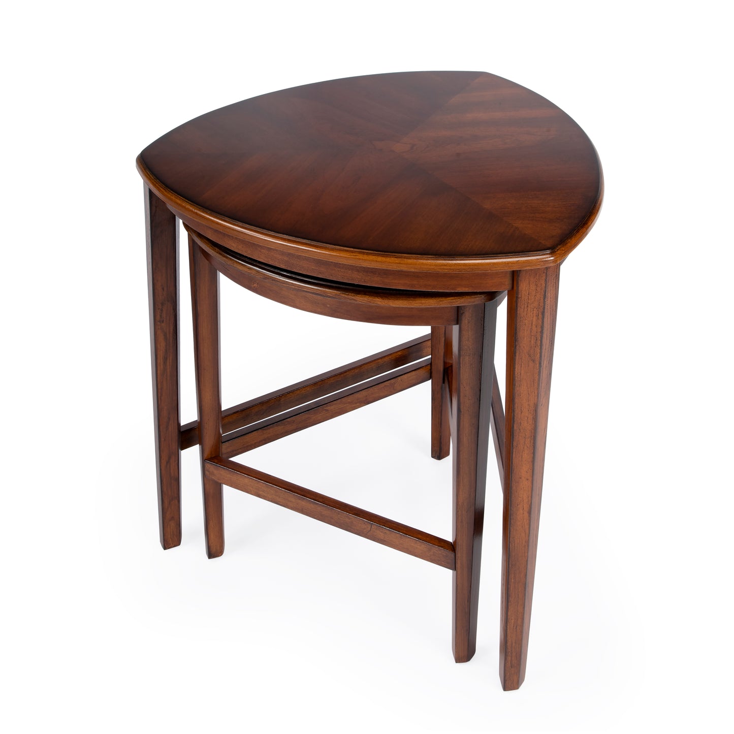 Butler Specialty Company Finnegan Triangle Shaped Wood Set of 2 Nesting Tables, Medium Brown