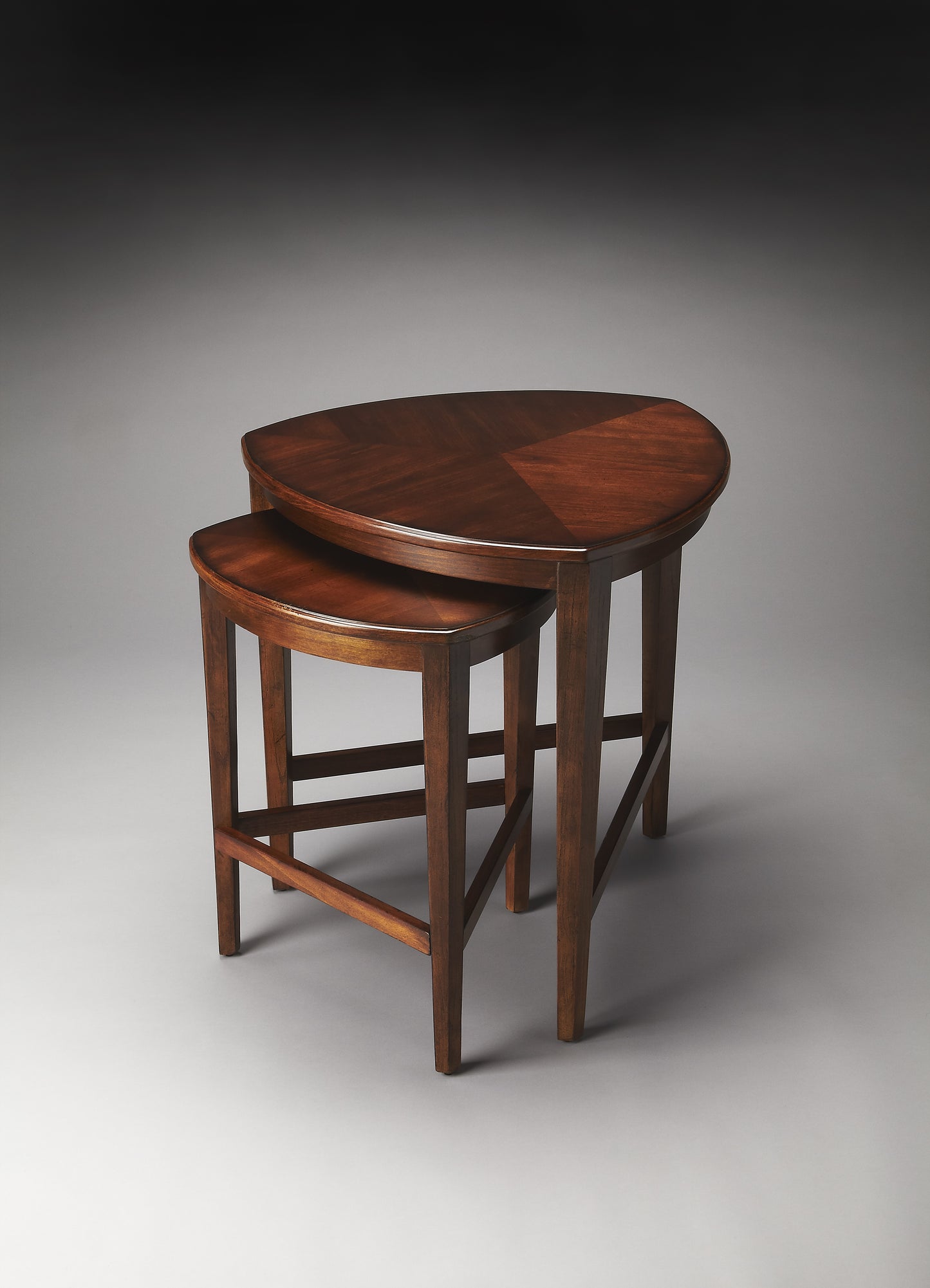 Butler Specialty Company Finnegan Triangle Shaped Wood Set of 2 Nesting Tables, Medium Brown